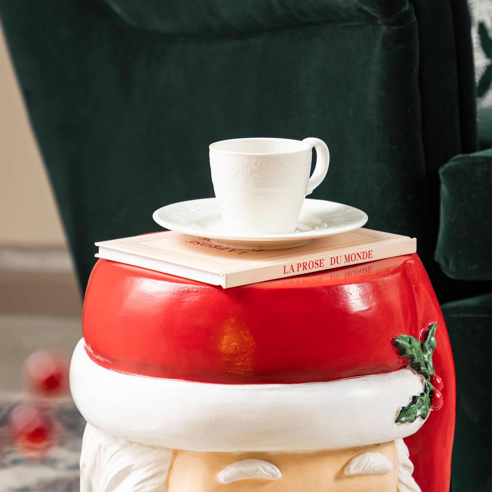 Glitzhome&#xAE; 16&#x22;H Christmas MGO Santa Stool or Accent Table