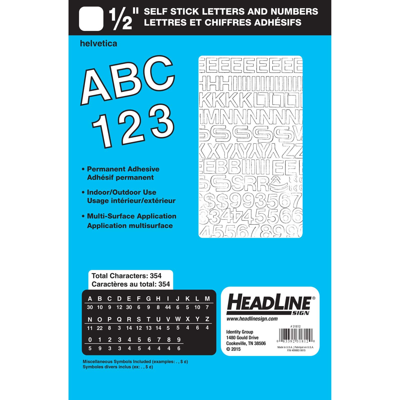 Headline Sign® White Helvetica Letters & Numbers Vinyl Stickers