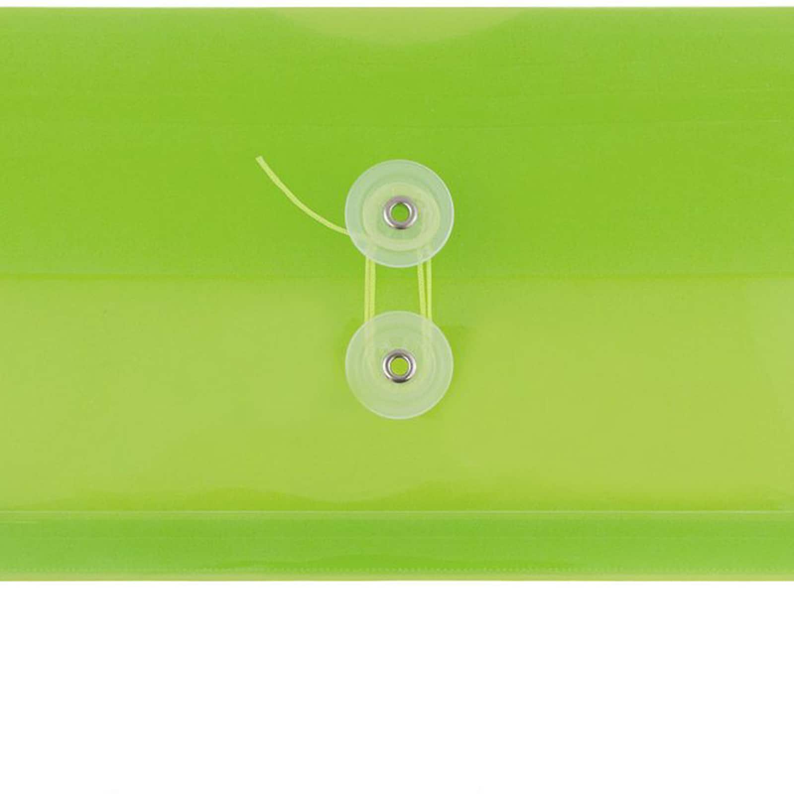 JAM Paper 5.25" x 10" Lime Green Plastic Booklet Envelopes, 24ct.