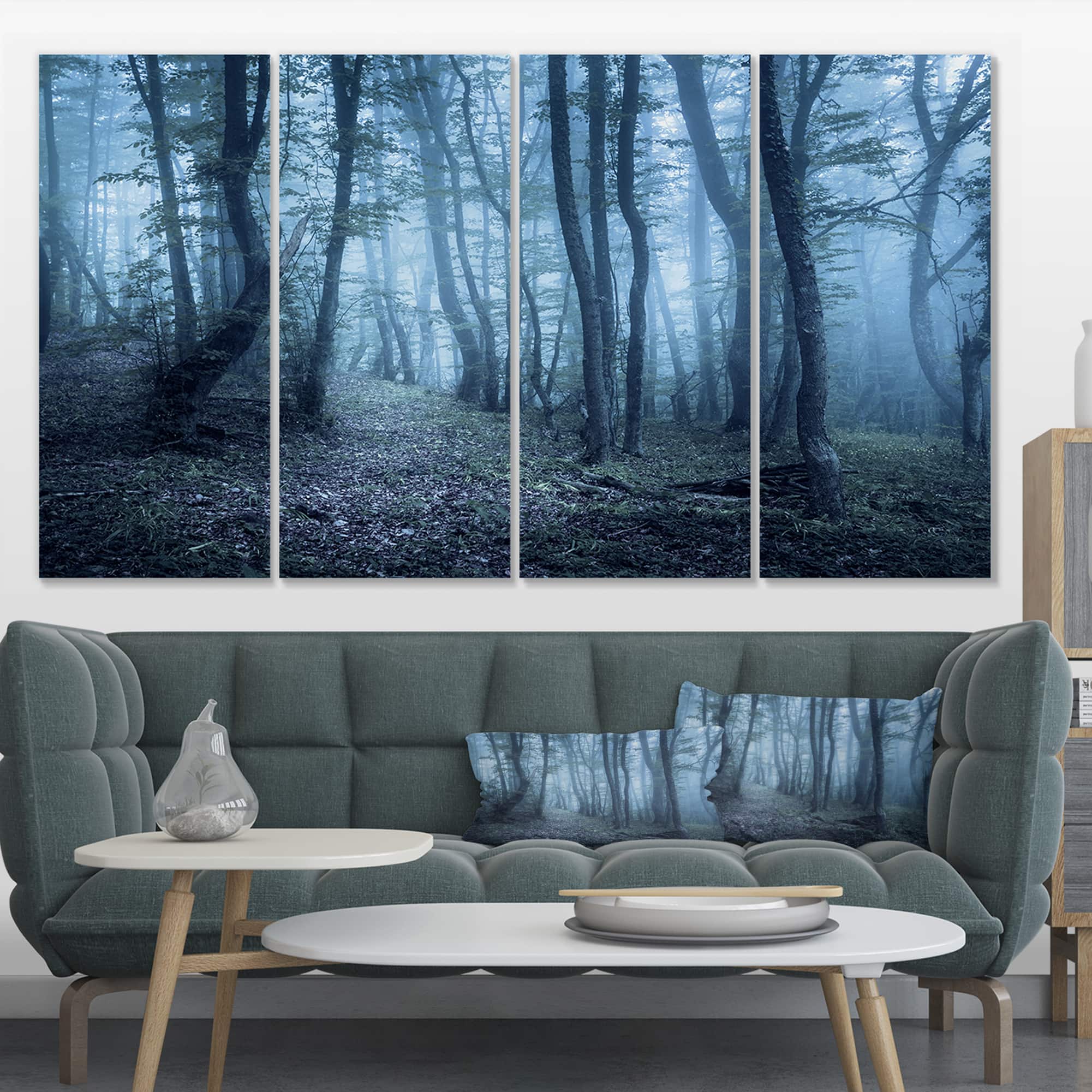 Designart - Spring Foggy Forest Trees - Landscape Photography Canvas Print