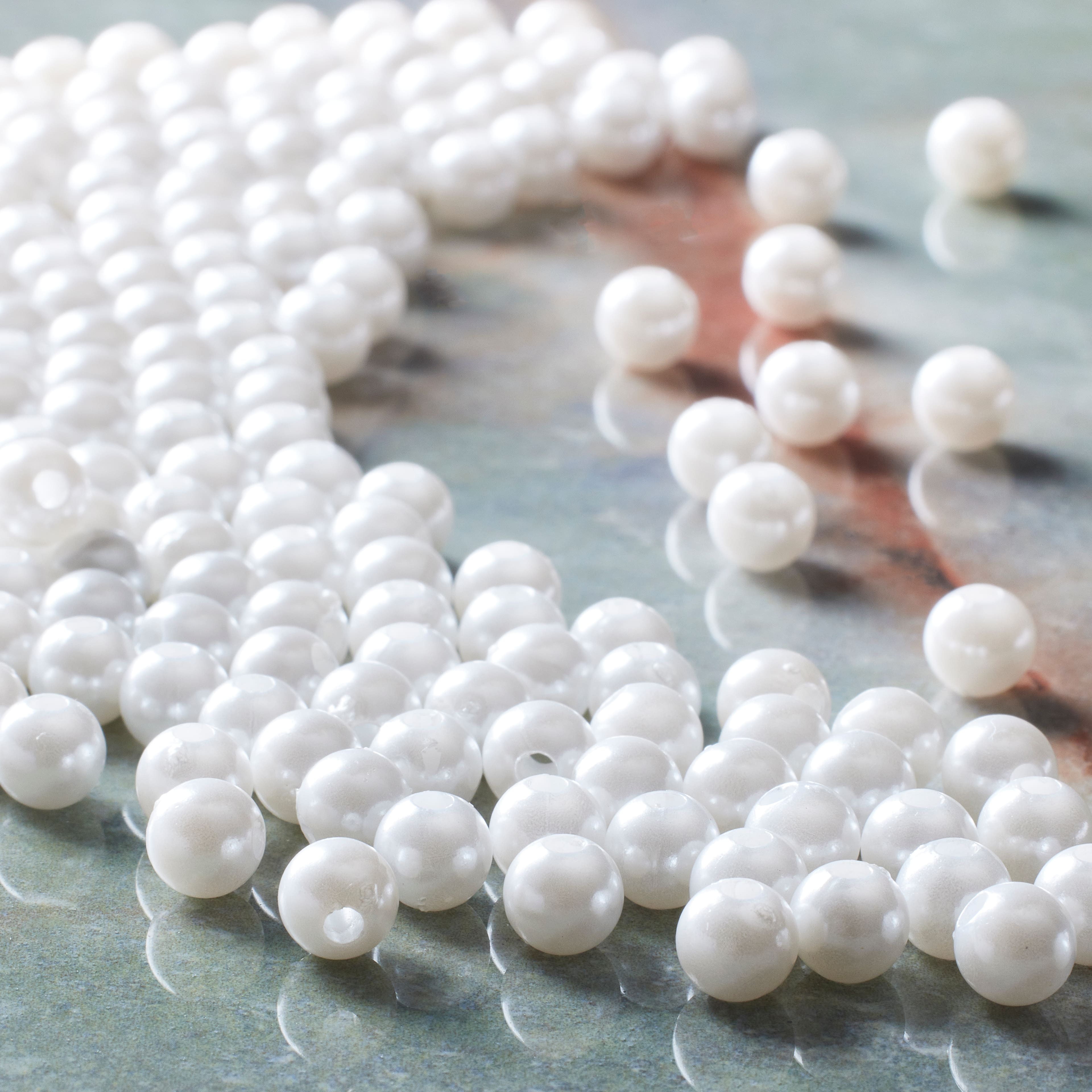 12 Pack: White Pearl Round Beads by Bead Landing&#x2122;