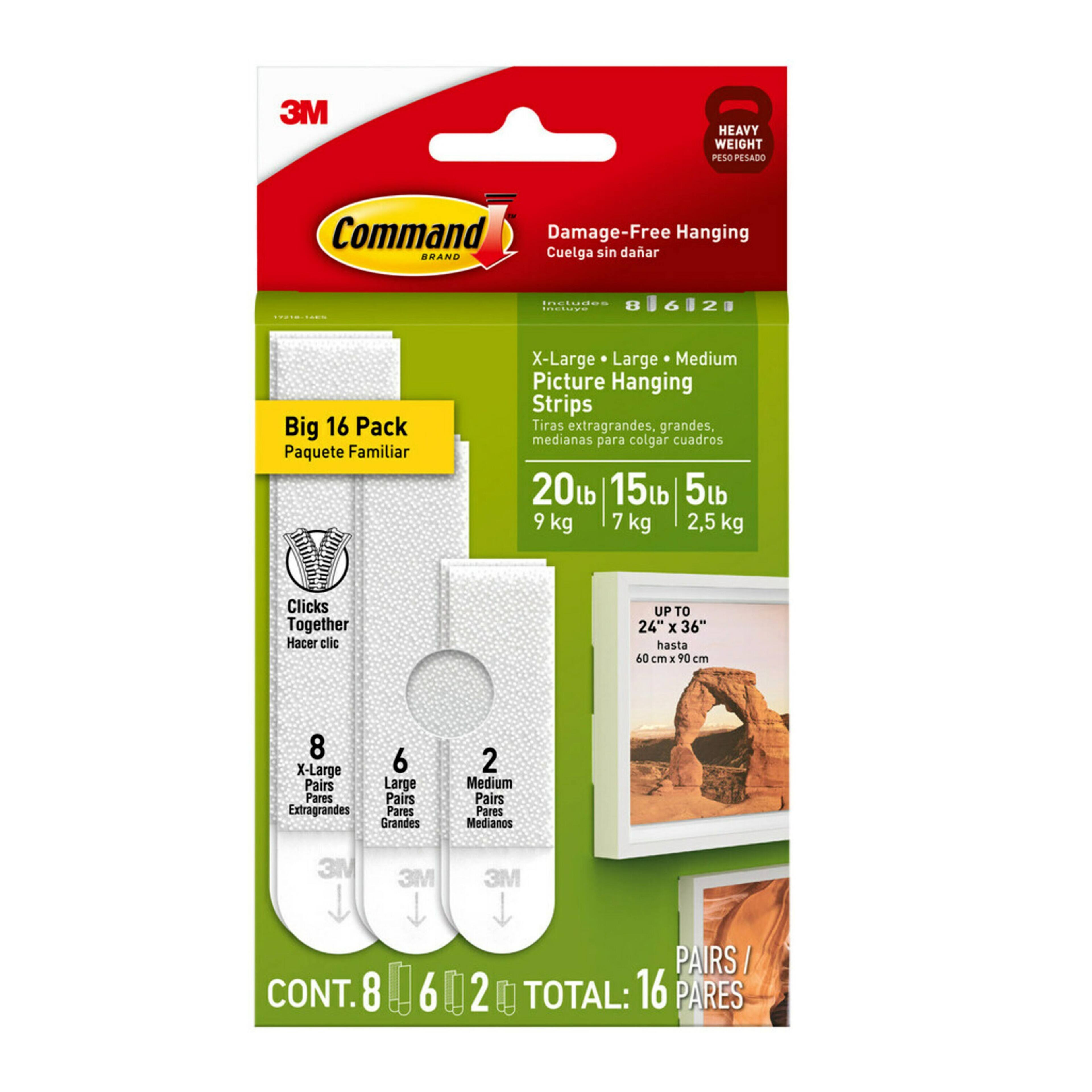 8 Packs: 16 ct. (128 total) 3M Command™ White Picture Hanging Strip Mixed Pack
