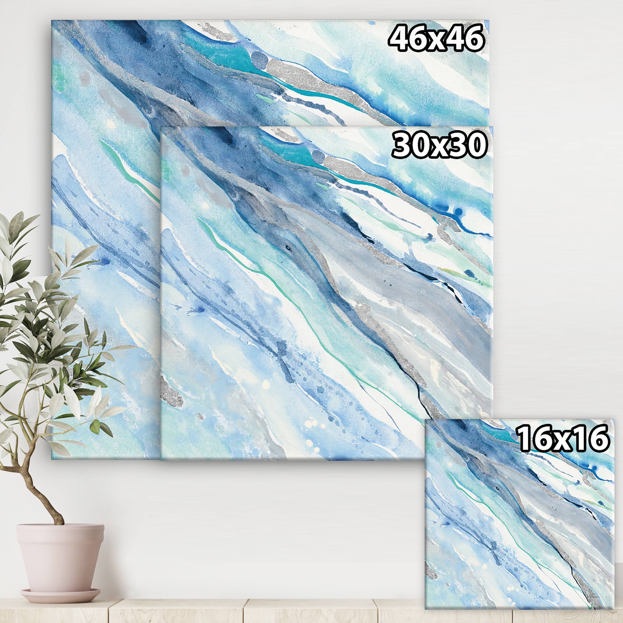 Designart - Blue Silver Spring II - Modern Lake House Gallery-wrapped Canvas