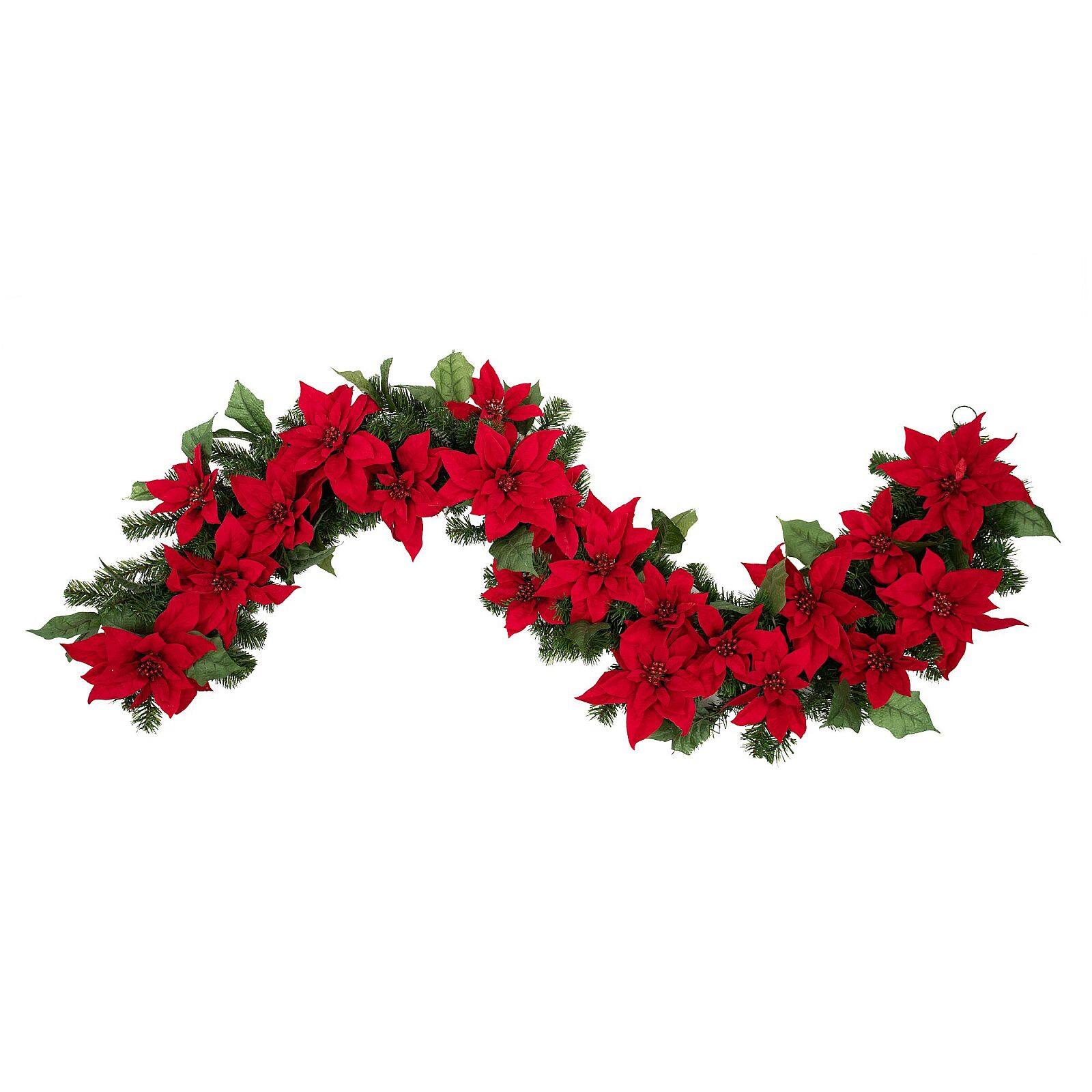 Haute Décor 6ft. Pre-Lit LED Poinsettia Garland