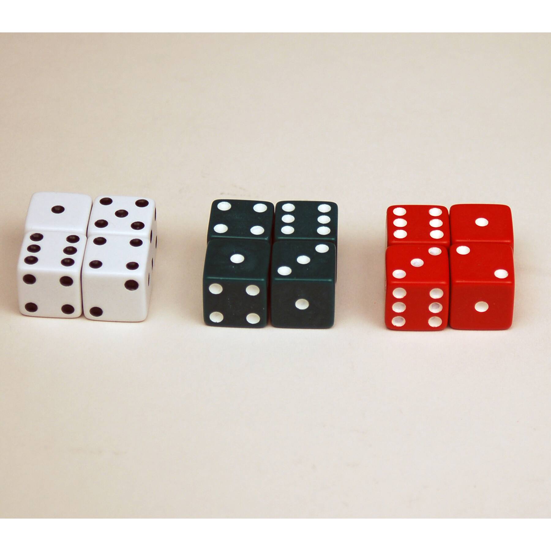 Learning Advantage&#x2122; Red, Green &#x26; White Dot Dice, 6 Packs of 12