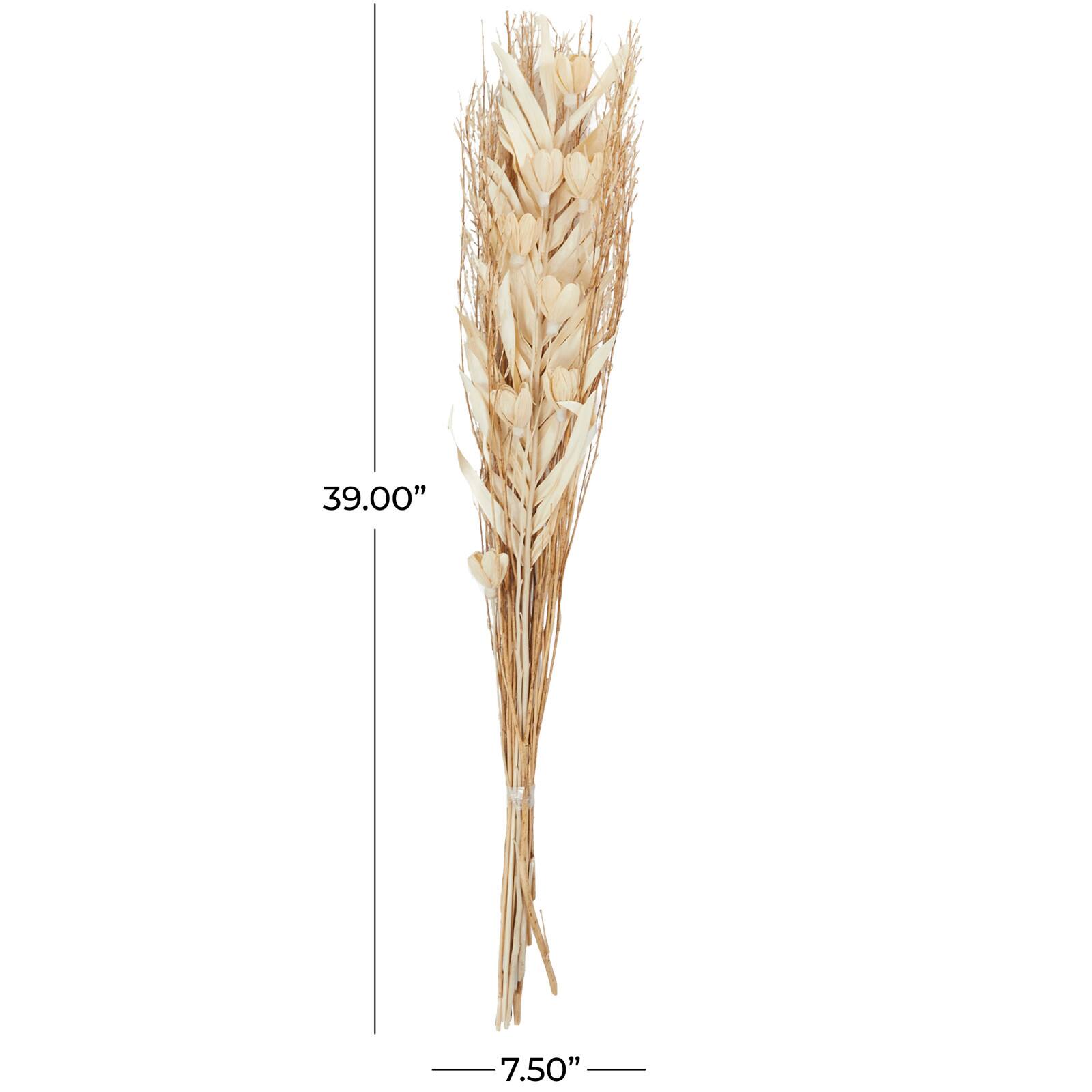 39&#x22; Cream Dried Plant Floral Bouquet Palm Leaf Natural Foliage