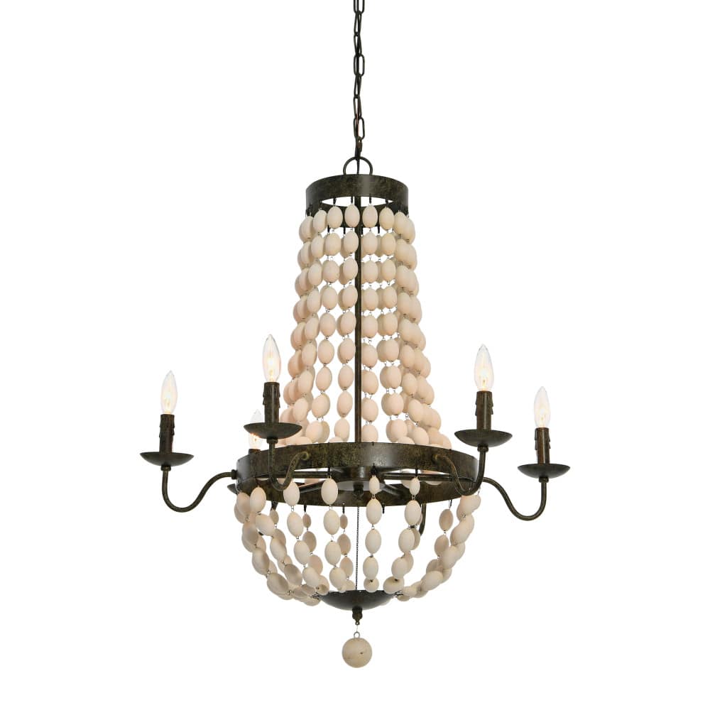 Hello Honey® 36" Multicolor Metal and Draped Wood Bead Chandelier