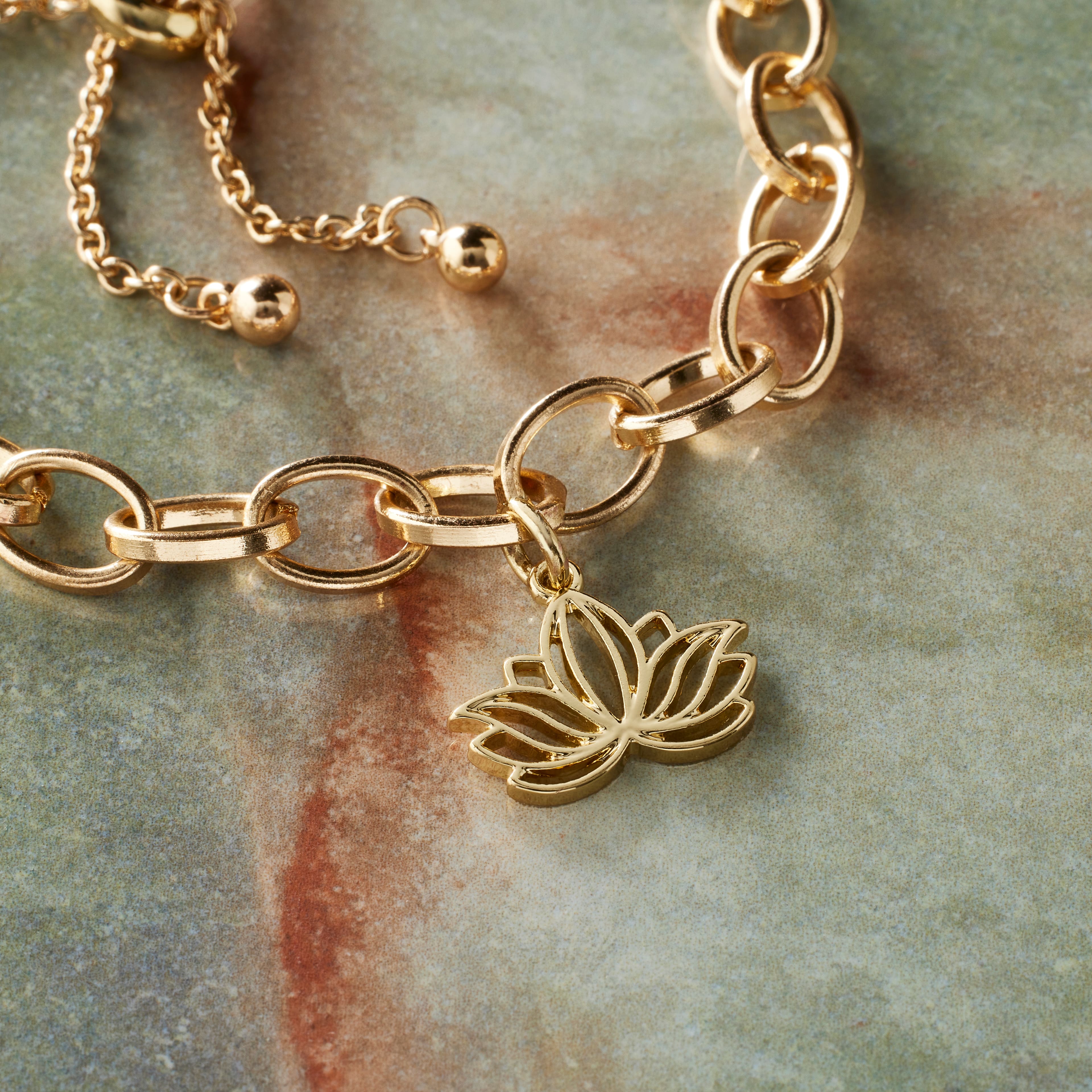 12 Pack: 14K Gold Plated Lotus Charm by Bead Landing™