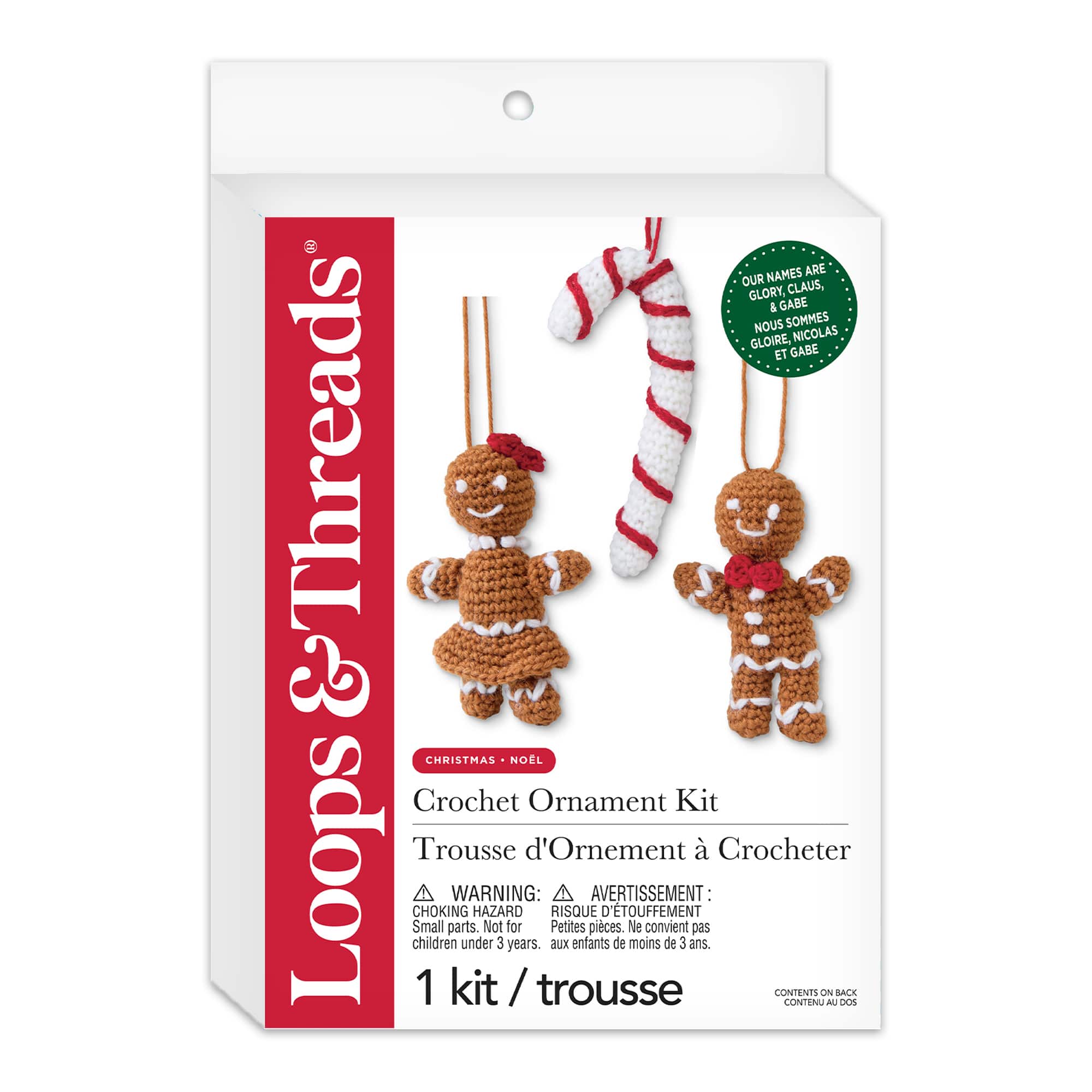 Intermediate Gingerbread Cookies &#x26; Candy Cane Amigurumi Crochet Ornament Kit by Loops &#x26; Threads&#xAE;
