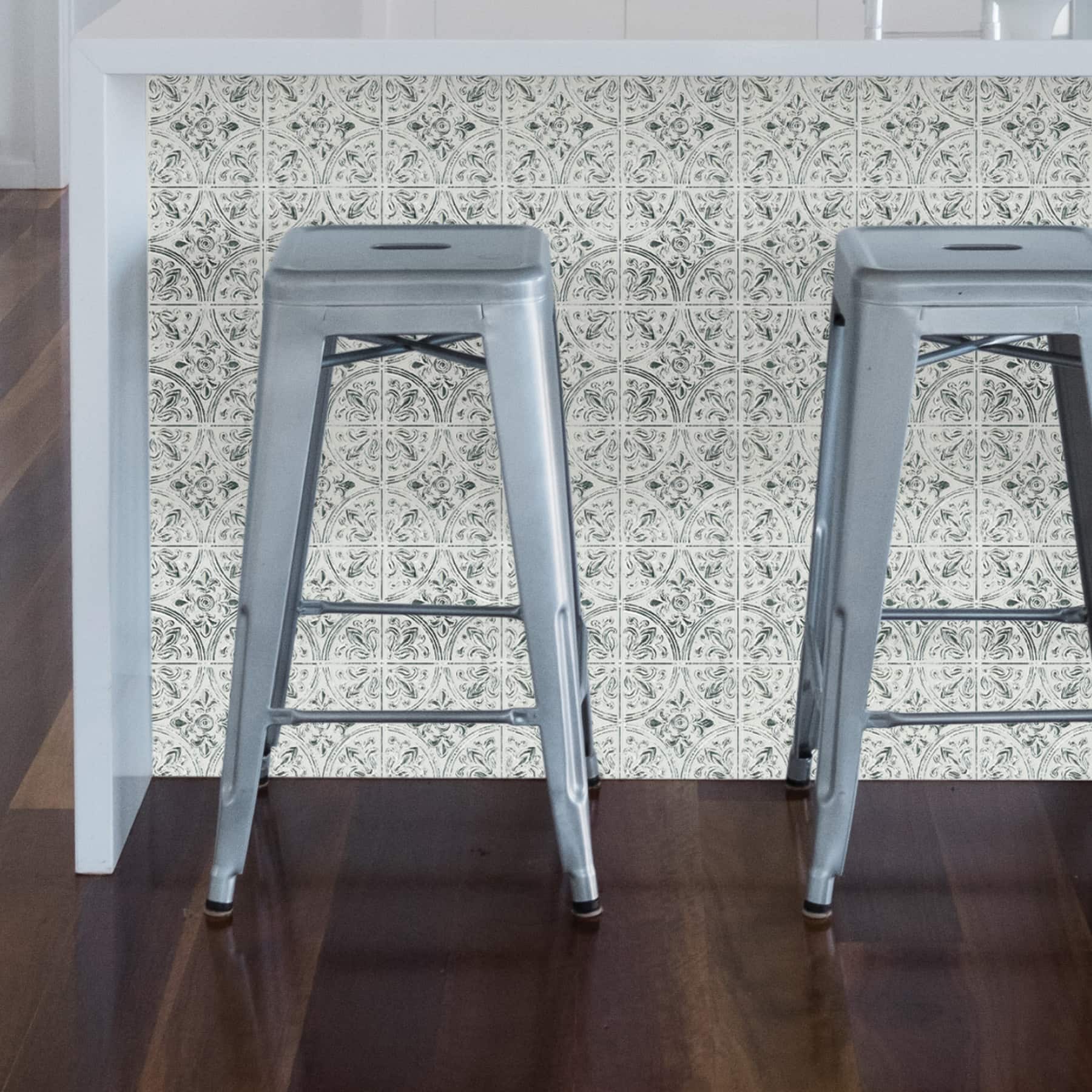 InHome Chelsea Antique White Peel & Stick Tin Tiles