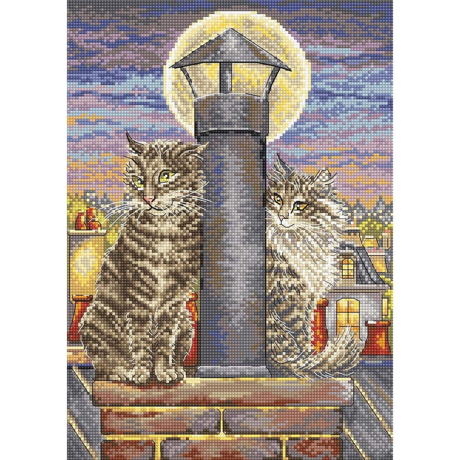 Cross stitch kit Romantic cat