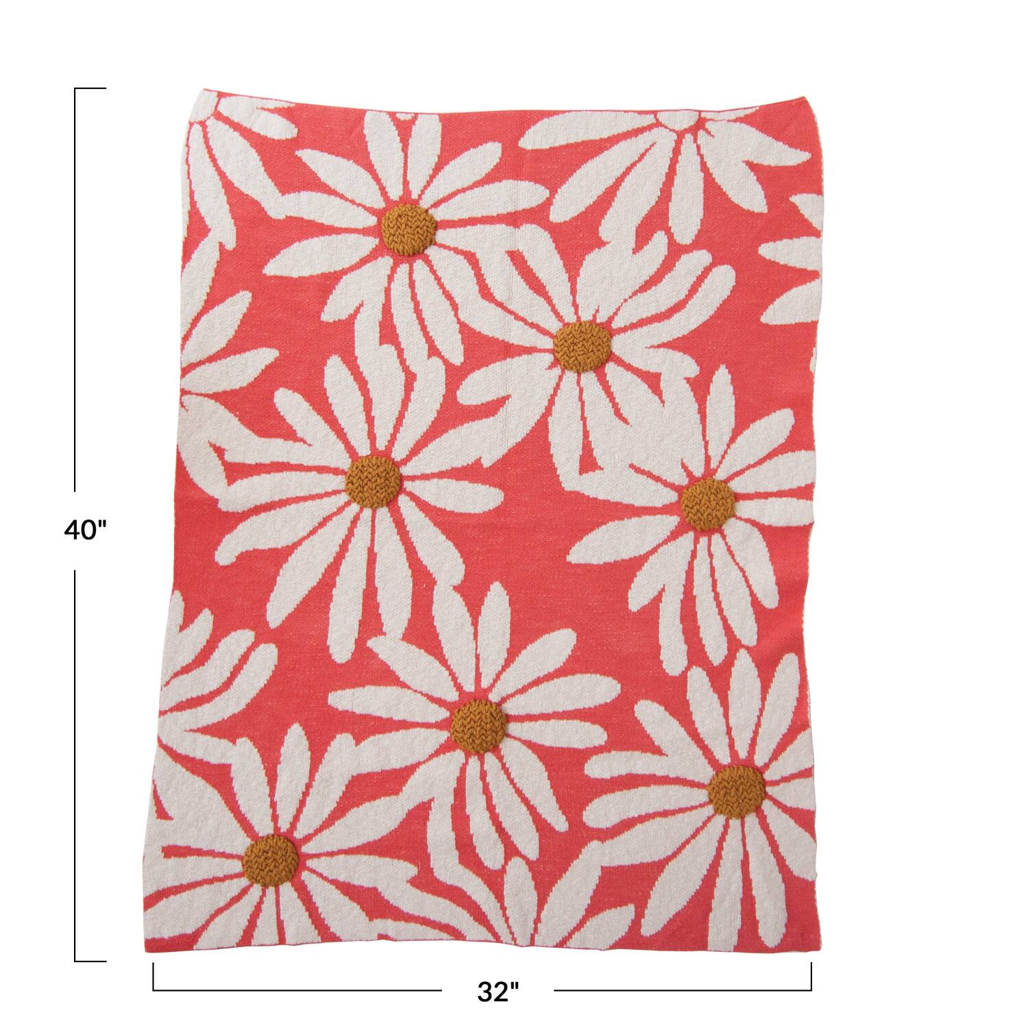 Hello Honey&#xAE; Coral Flower Prints Cotton Knit Baby Blanket
