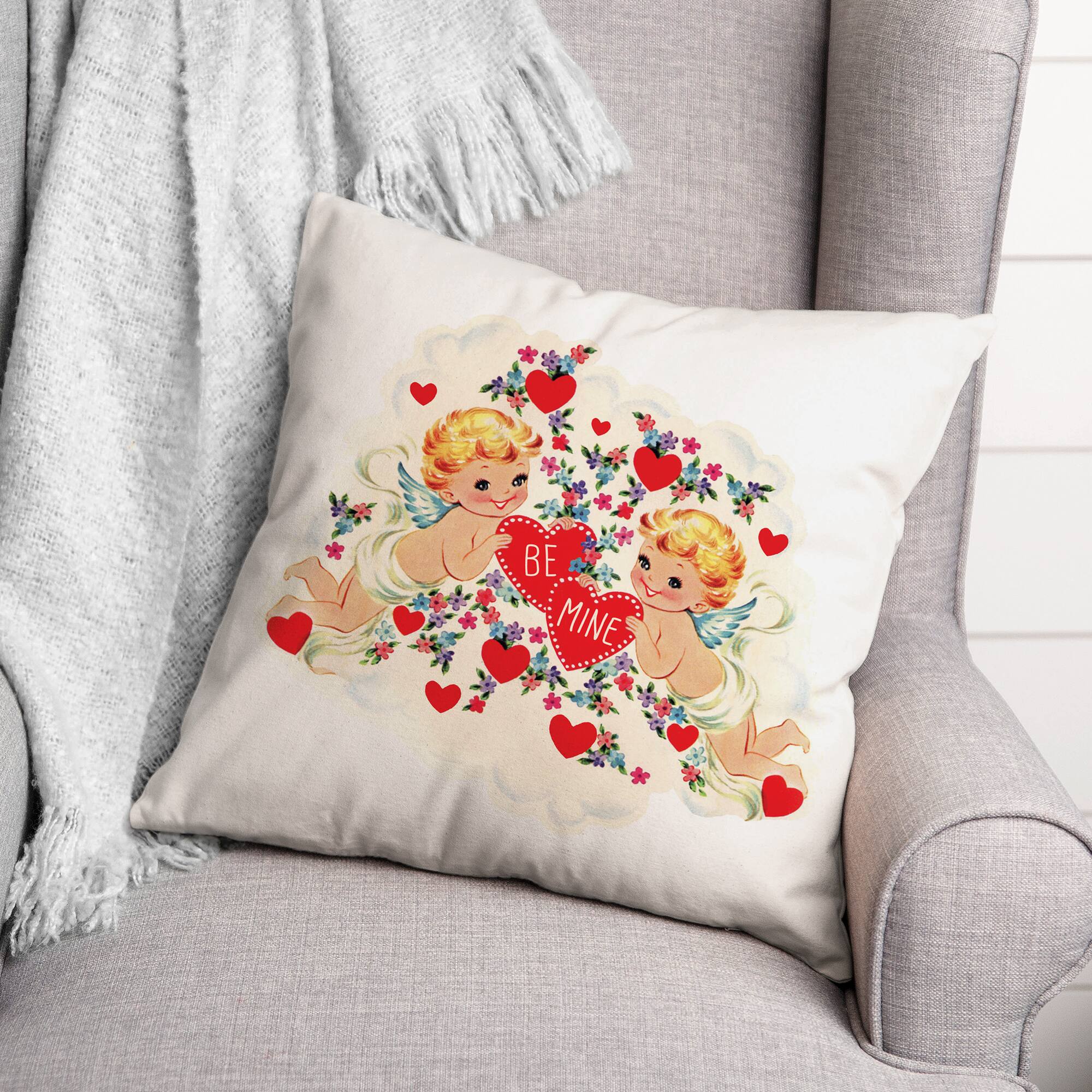 Retro Cupid Throw Pillow