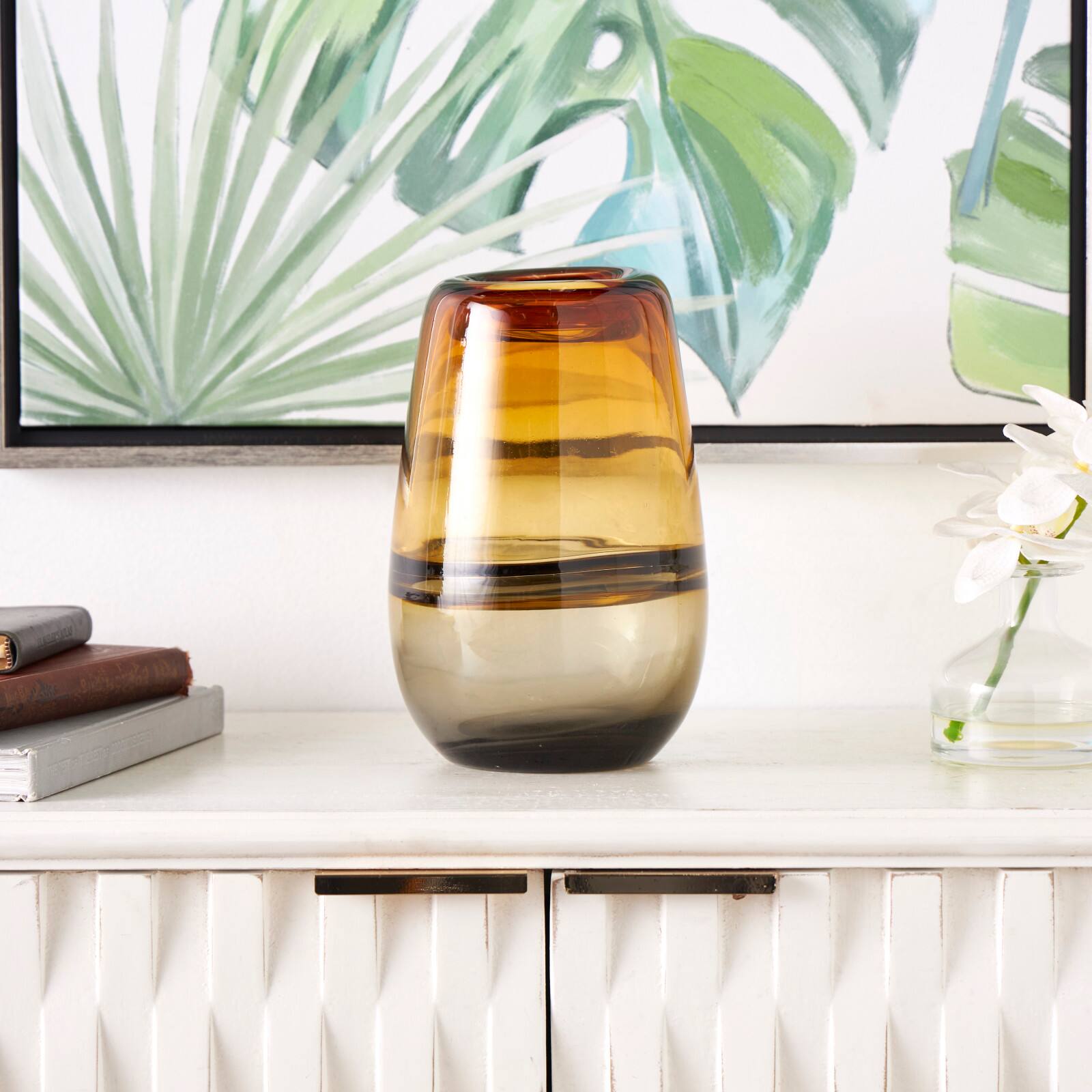 9&#x22; Orange Ombre Glass Vase