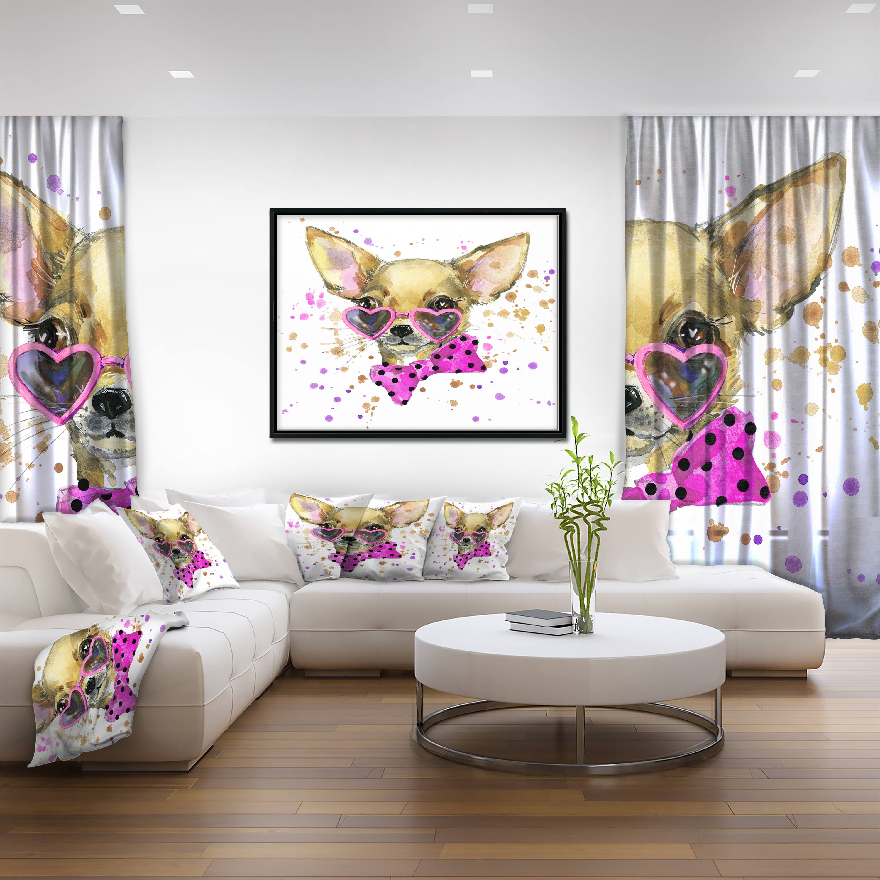 Designart - Puppy Dog in Watercolor - Animal Painting Canvas Art in Black Frame