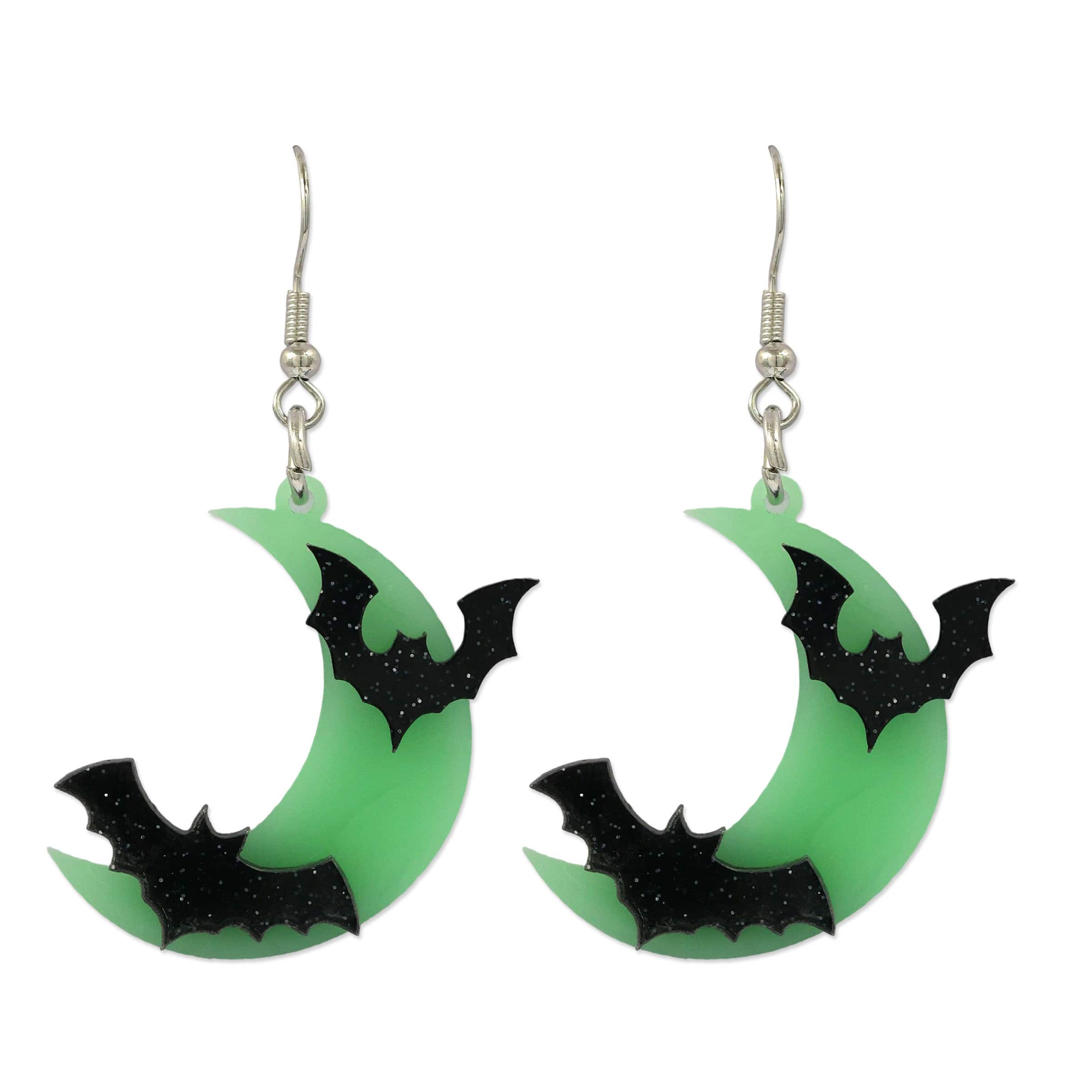 Glow-in-the-Dark Moon &#x26; Bat Earrings by Celebrate It&#x2122;