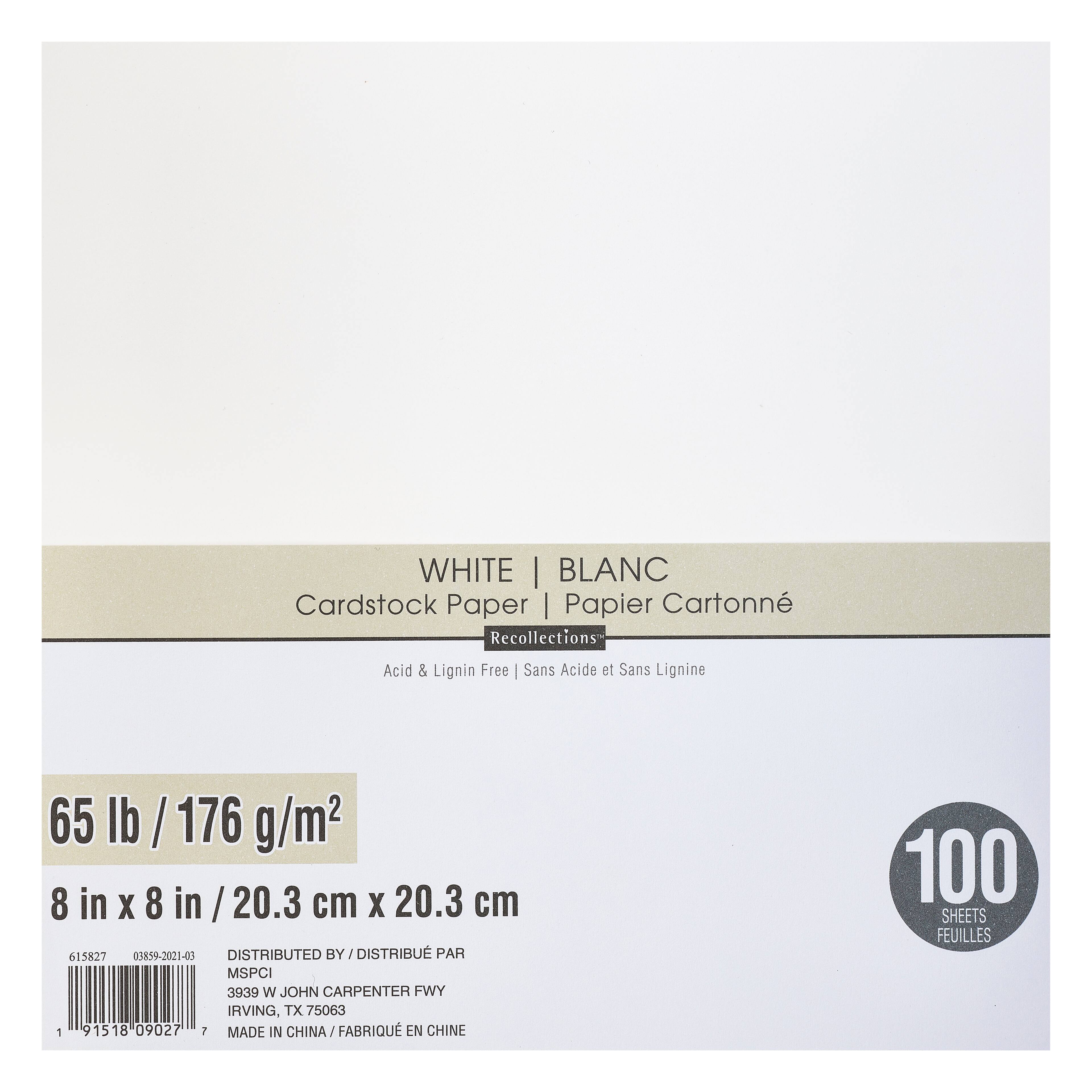 12 Packs: 100 ct. (1,200 total) White 8" x 8" Cardstock Paper by Recollections™