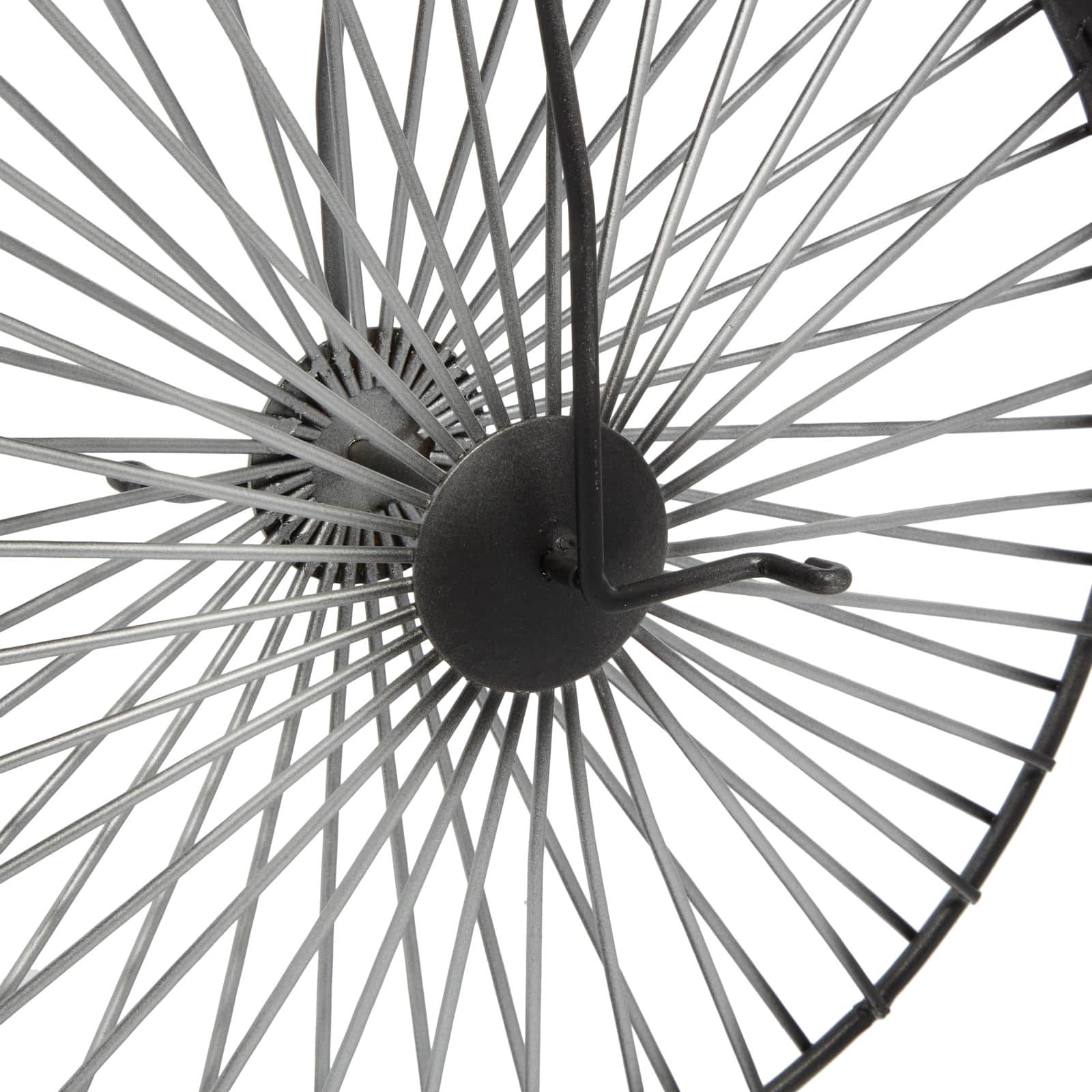 17&#x22; Industrial Black Metal Big Wheel Bicycle Sculpture