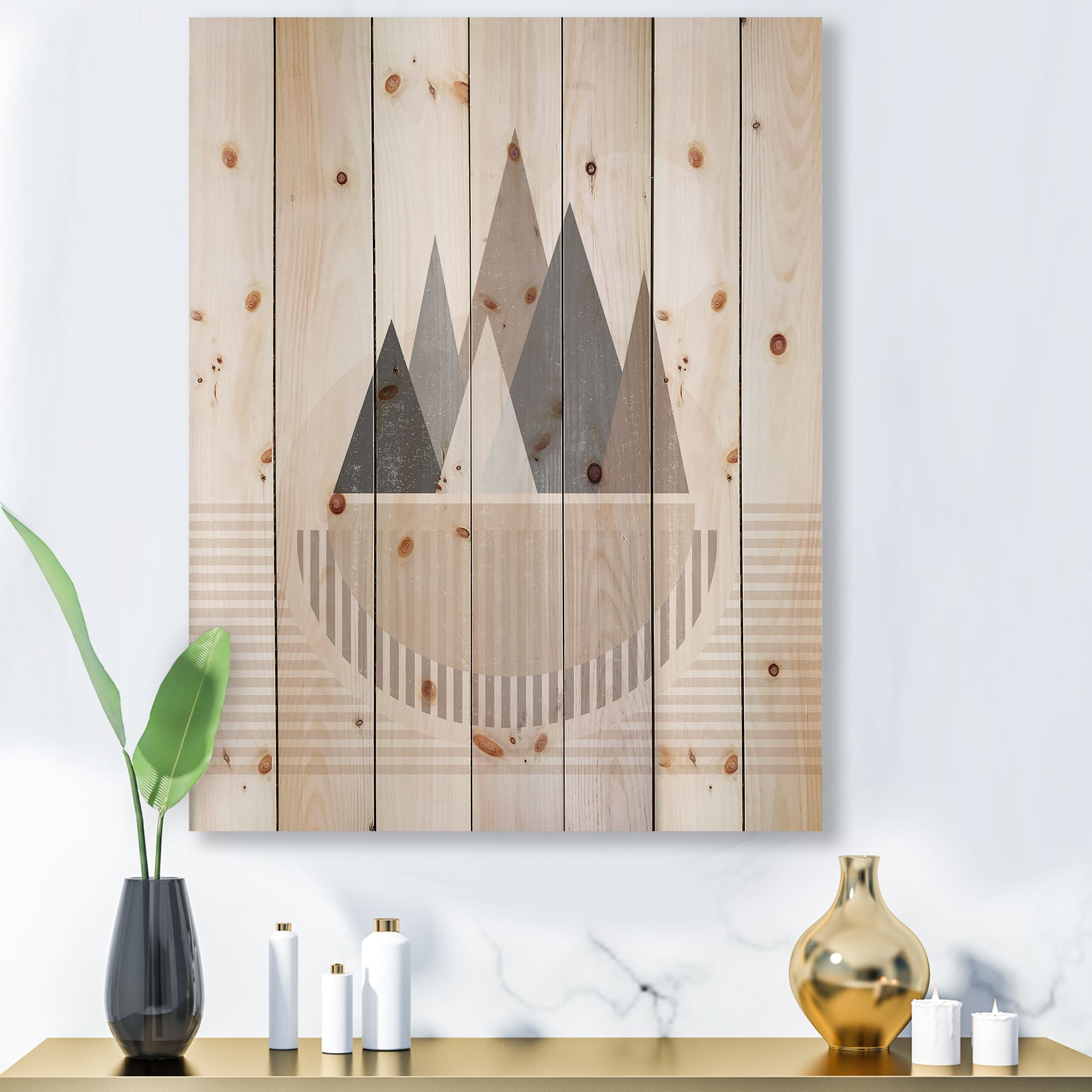 Designart - Abstract Sun and Moon In Mountains III