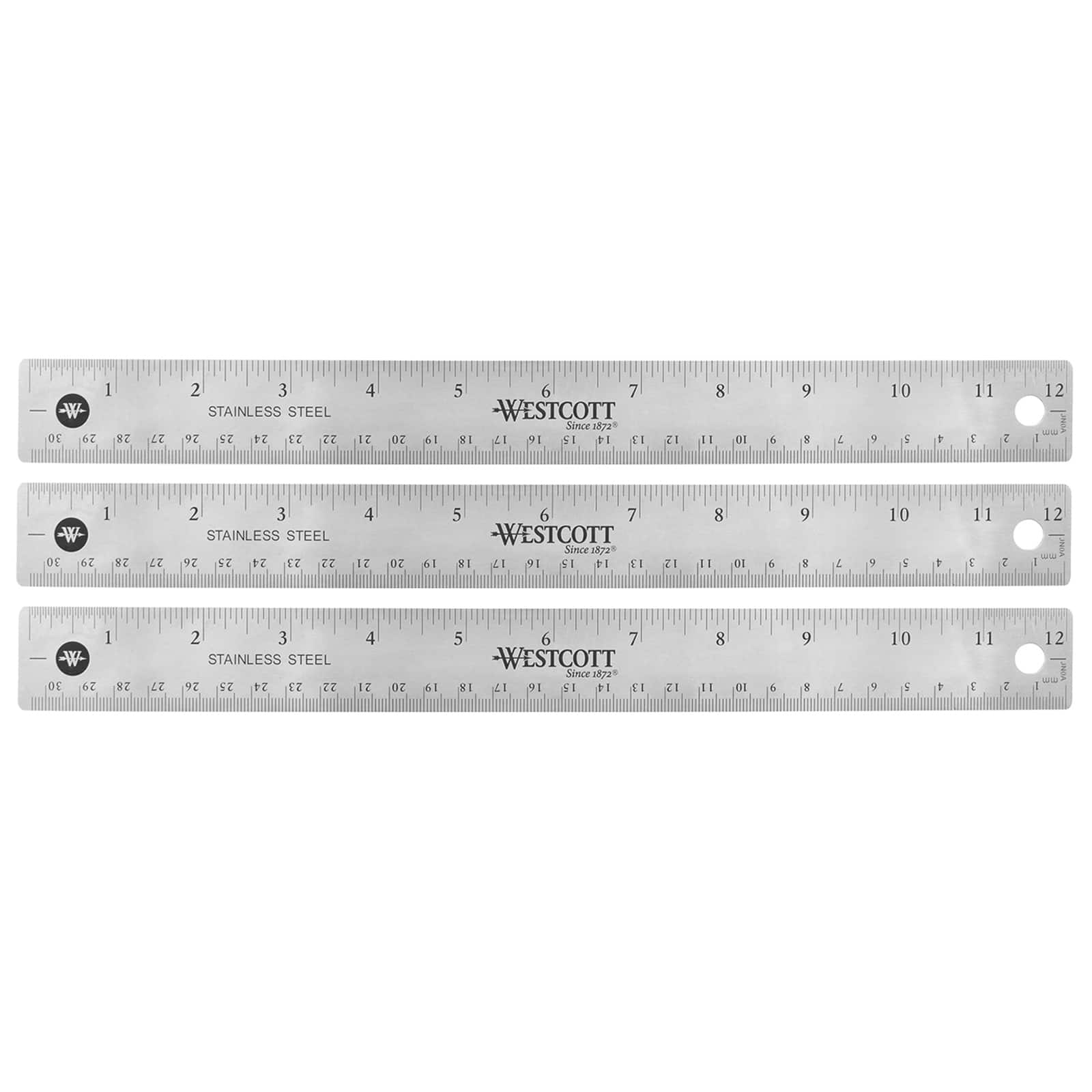 Westcott 15 Stainless Steel Office Ruler with Non Slip Cork Base: Office  Supplies