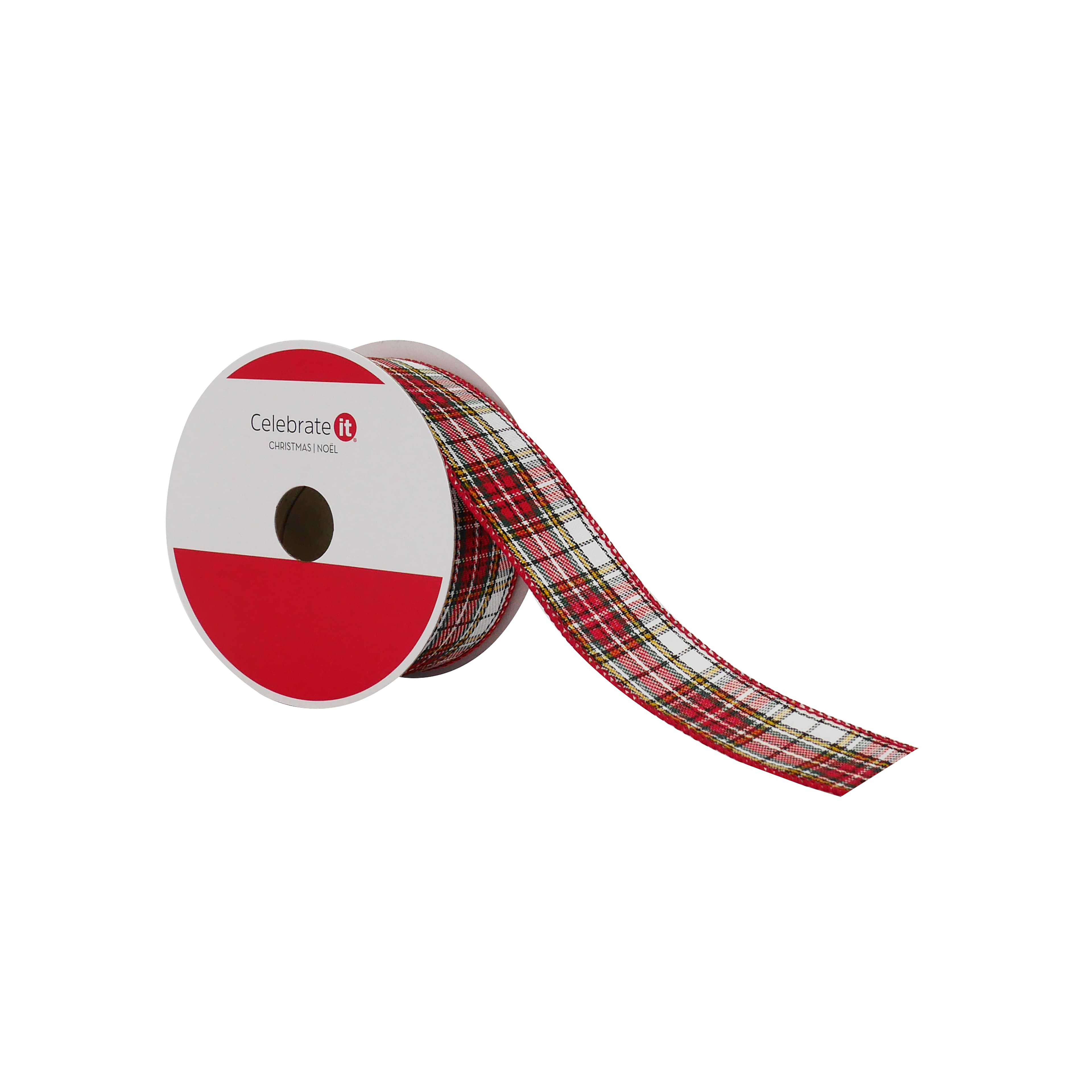 1.5&#x22; x30ft. Red Plaid Wired Ribbon by Celebrate It&#xAE;