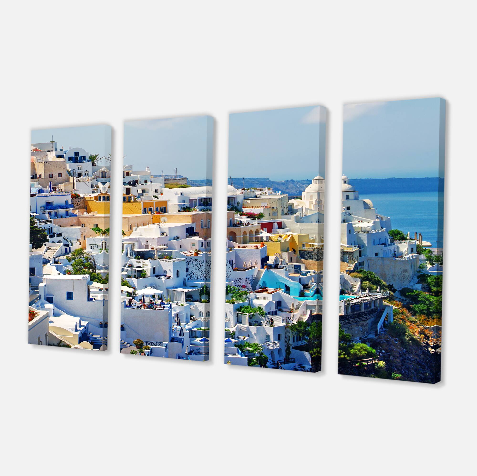 Designart - View of Fira Town Santorini - Abstract Wall Art Canvas