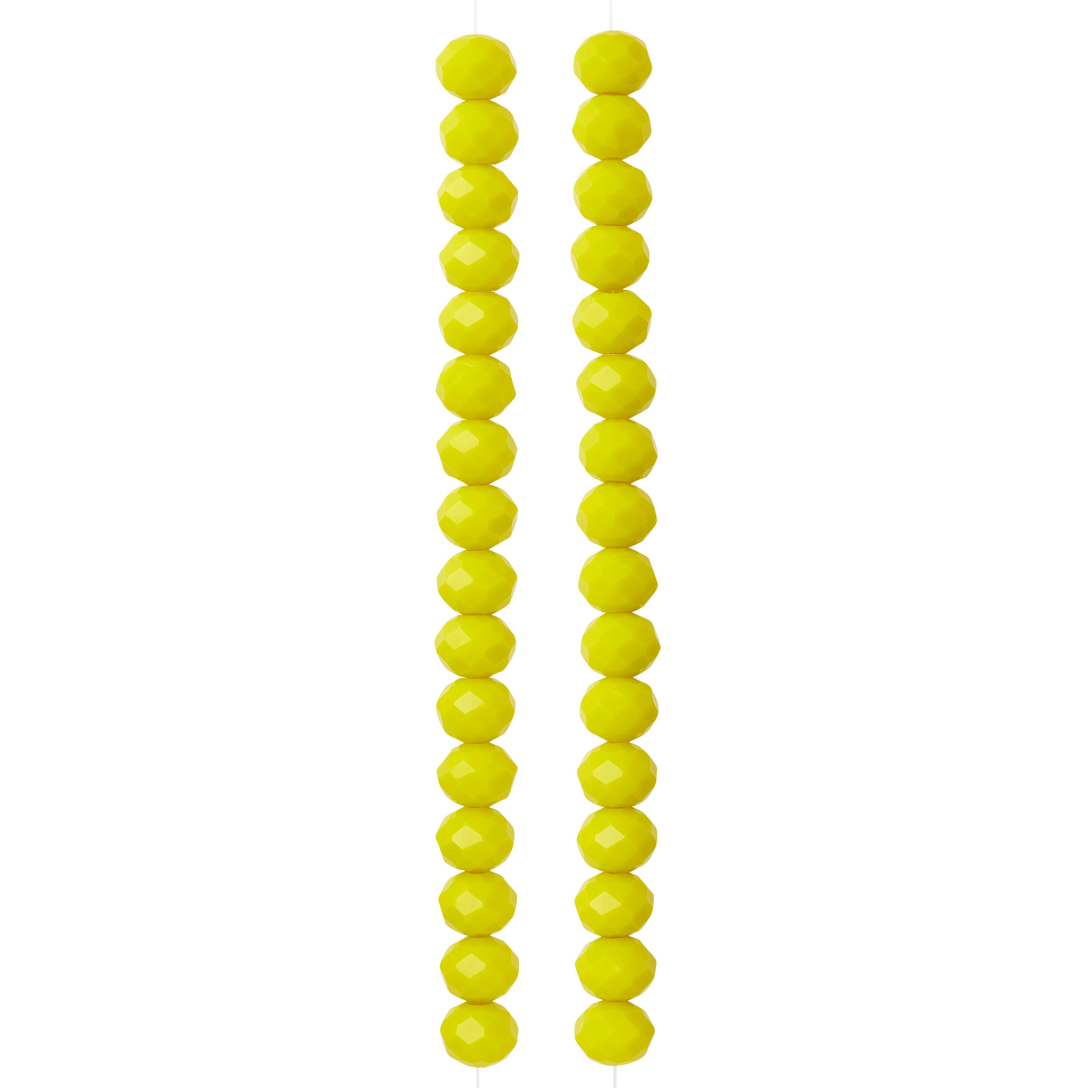 12 Pack: Yellow Glass Faceted Rondelle Beads, 7mm by Bead Landing&#x2122;