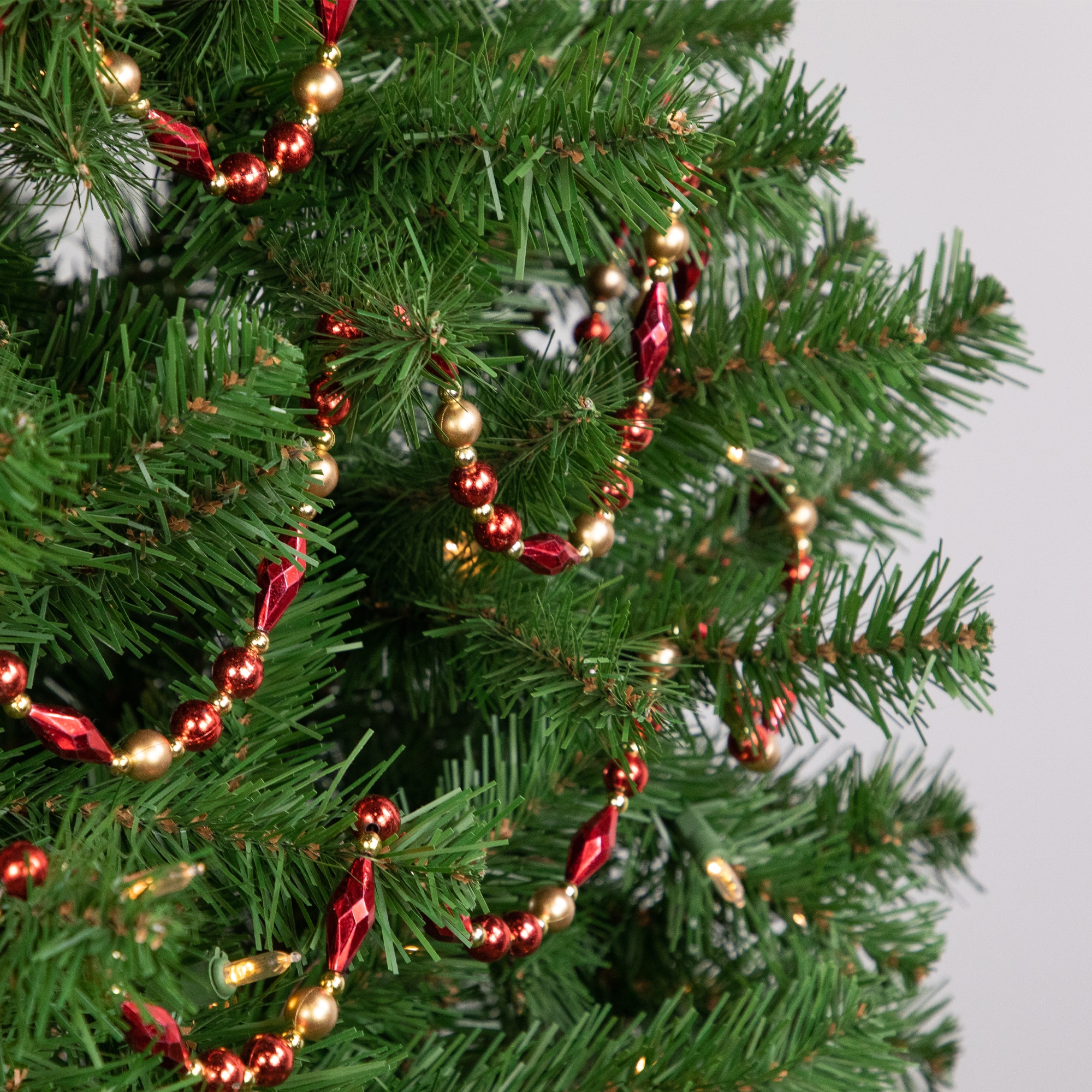 9ft. Red & Gold Unlit Shiny & Matte Beaded Christmas Garland