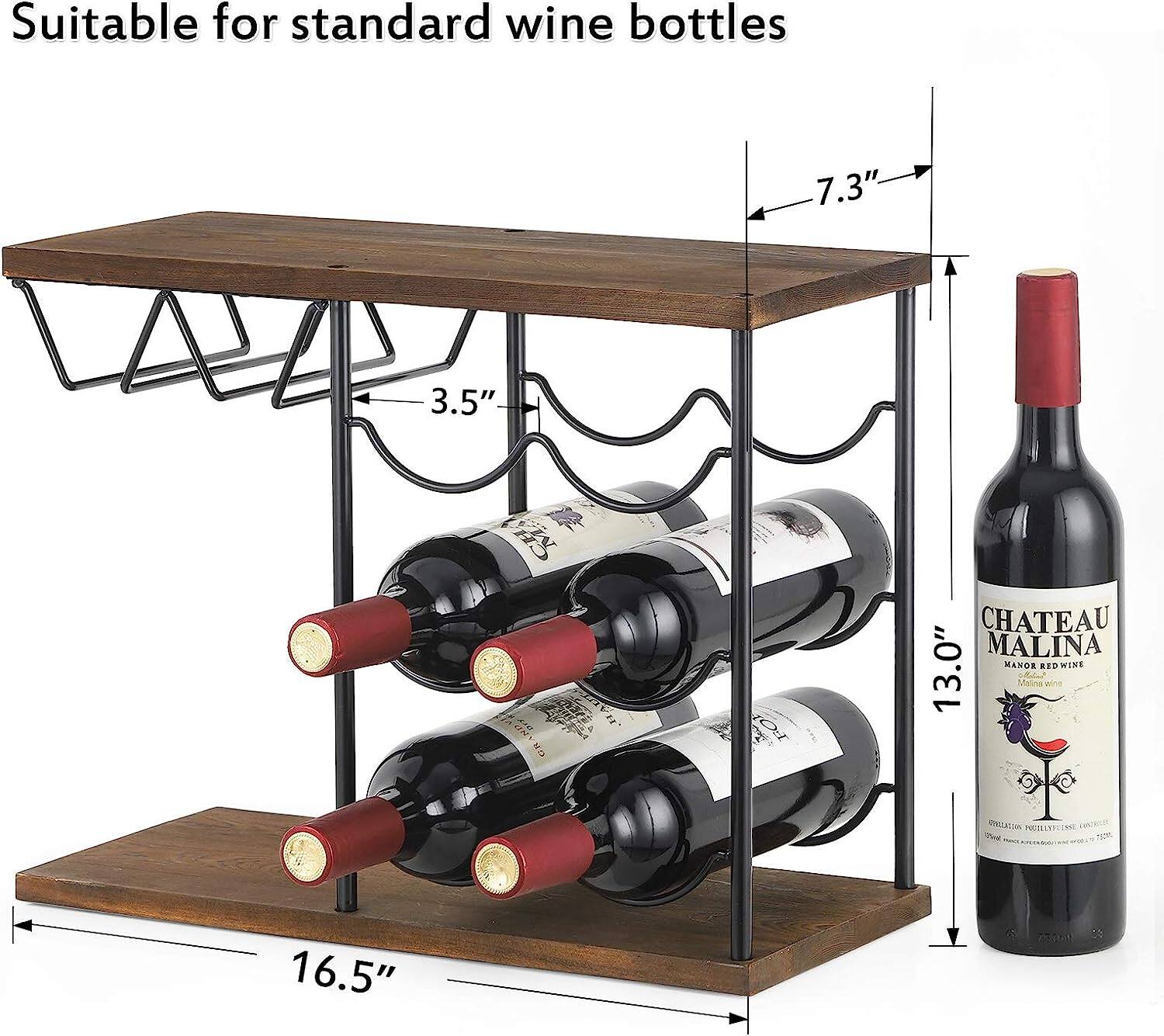 Brown Countertop Freestanding Wine Rack 