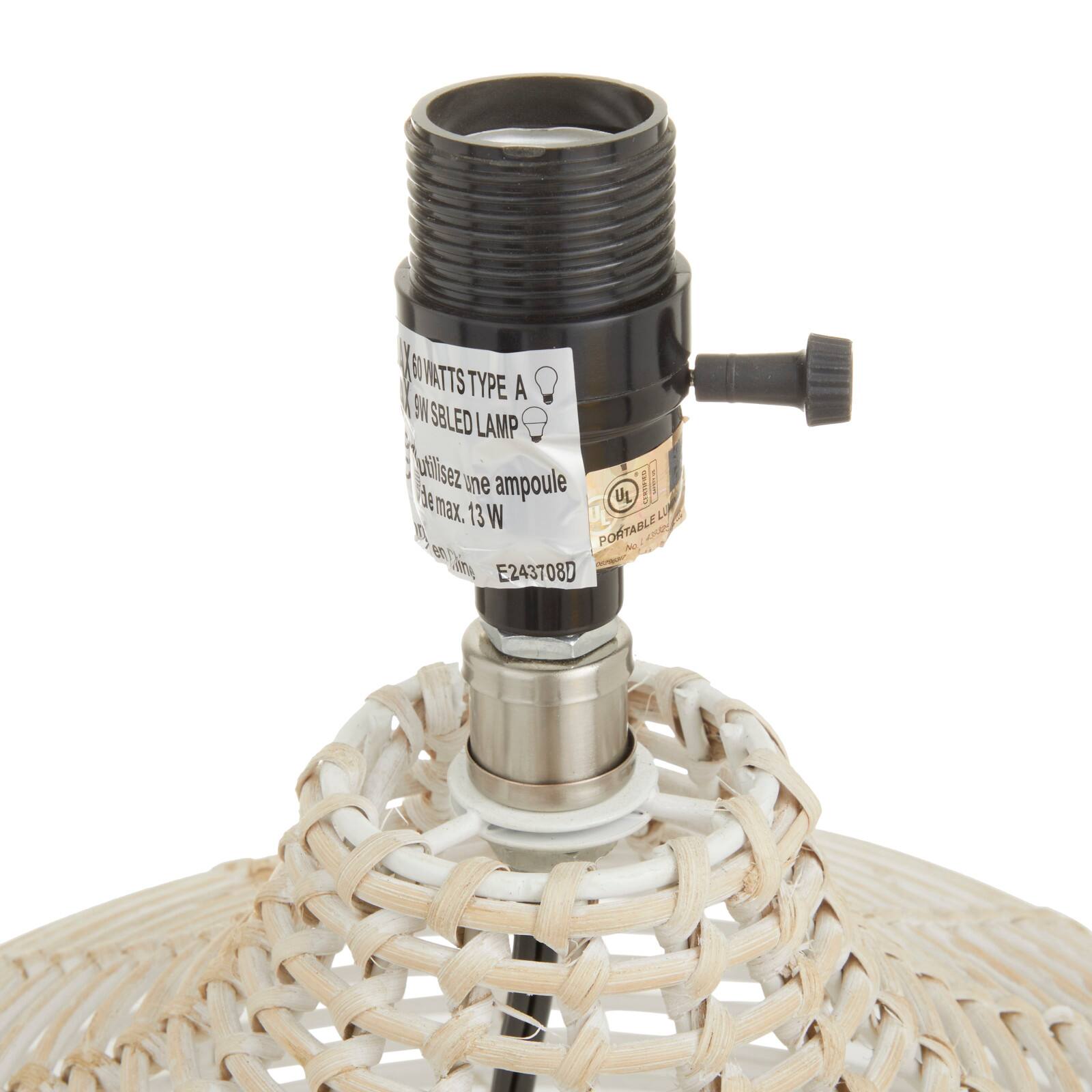 Beige Linen Coastal Table Lamp, 25&#x22; x 15&#x22; x 15&#x22;