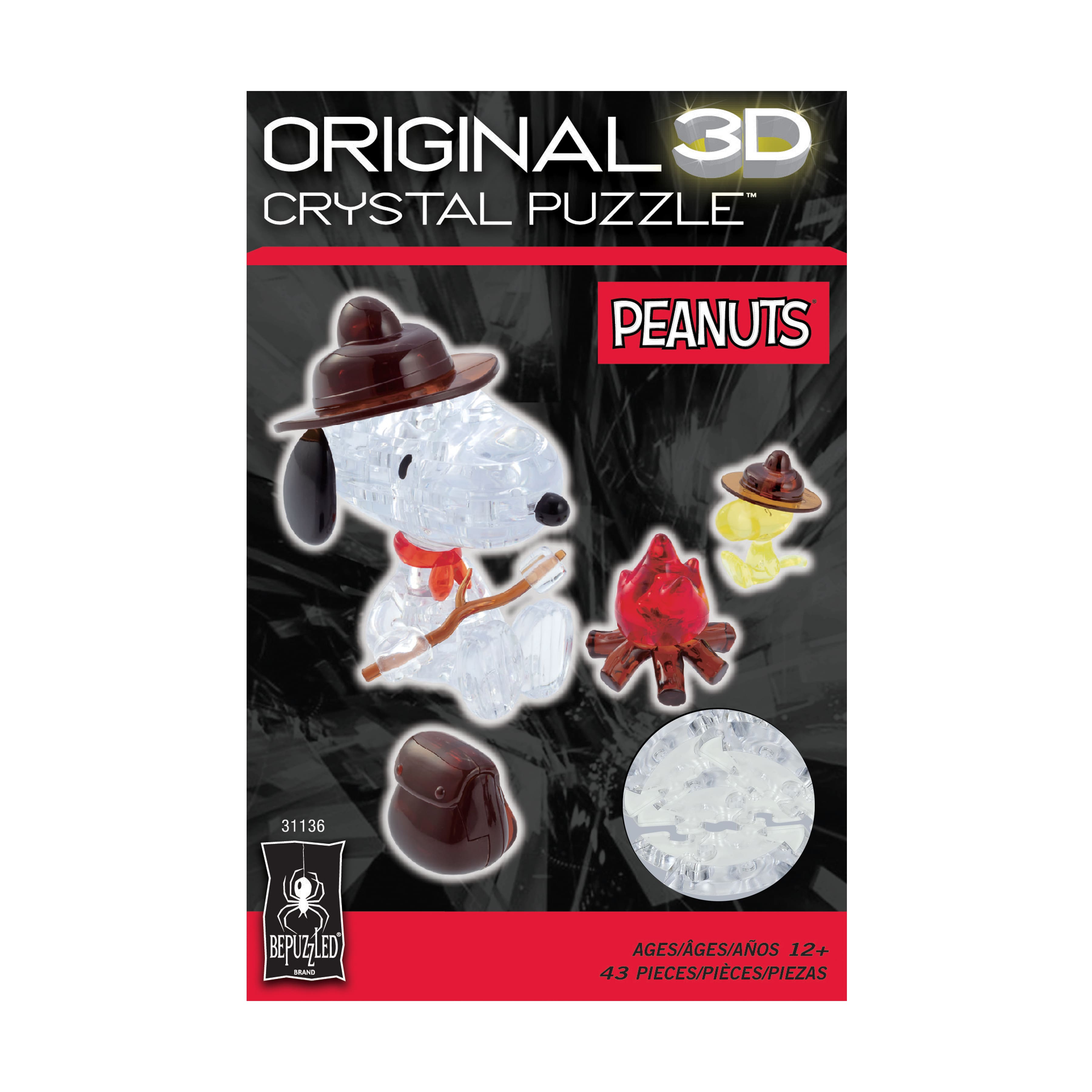 3D Crystal Puzzle - Peanuts Snoopy Campfire: 43 Pcs
