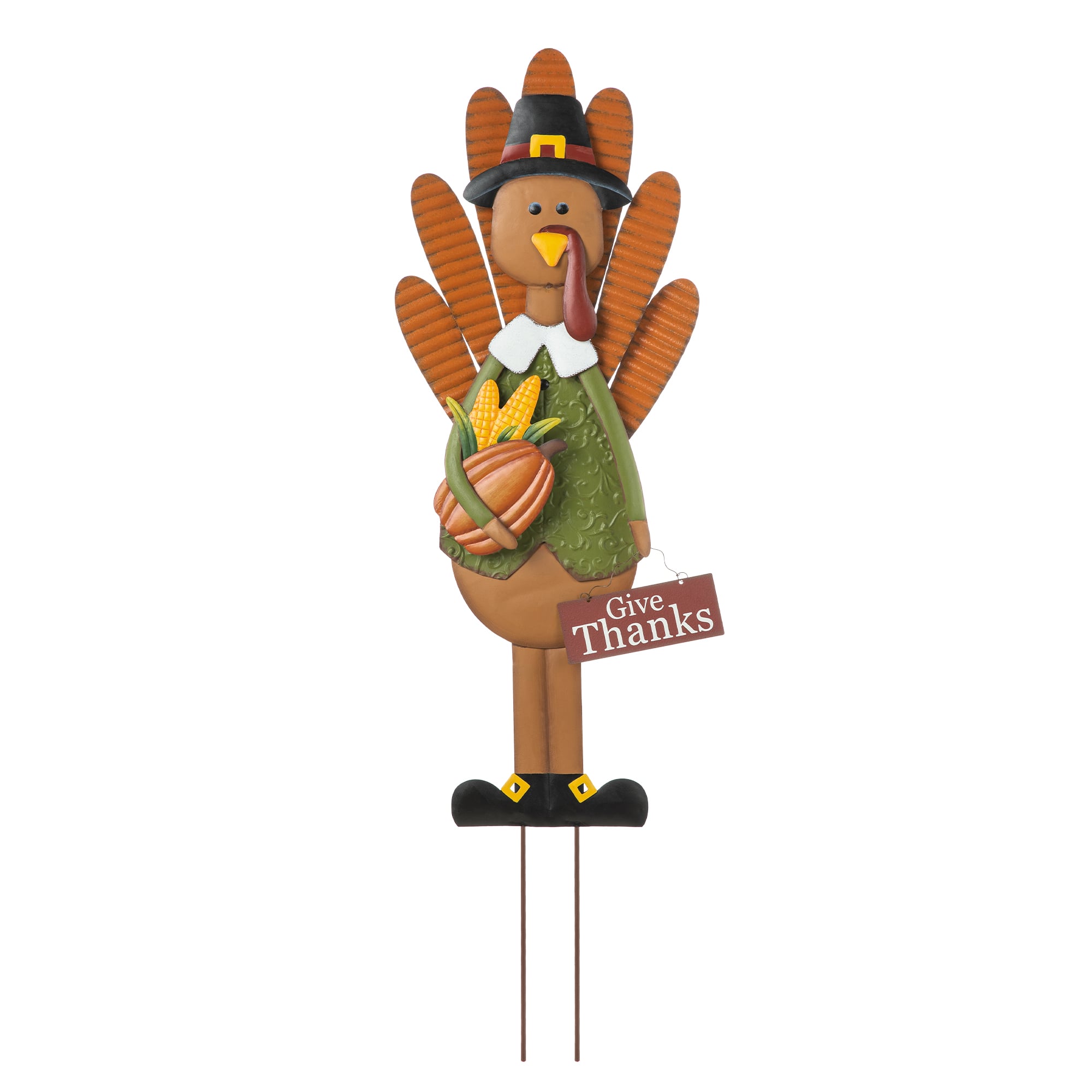 Glitzhome&#xAE; 36&#x22; Thanksgiving Metal Turkey Standing Or Hanging Yard Stake