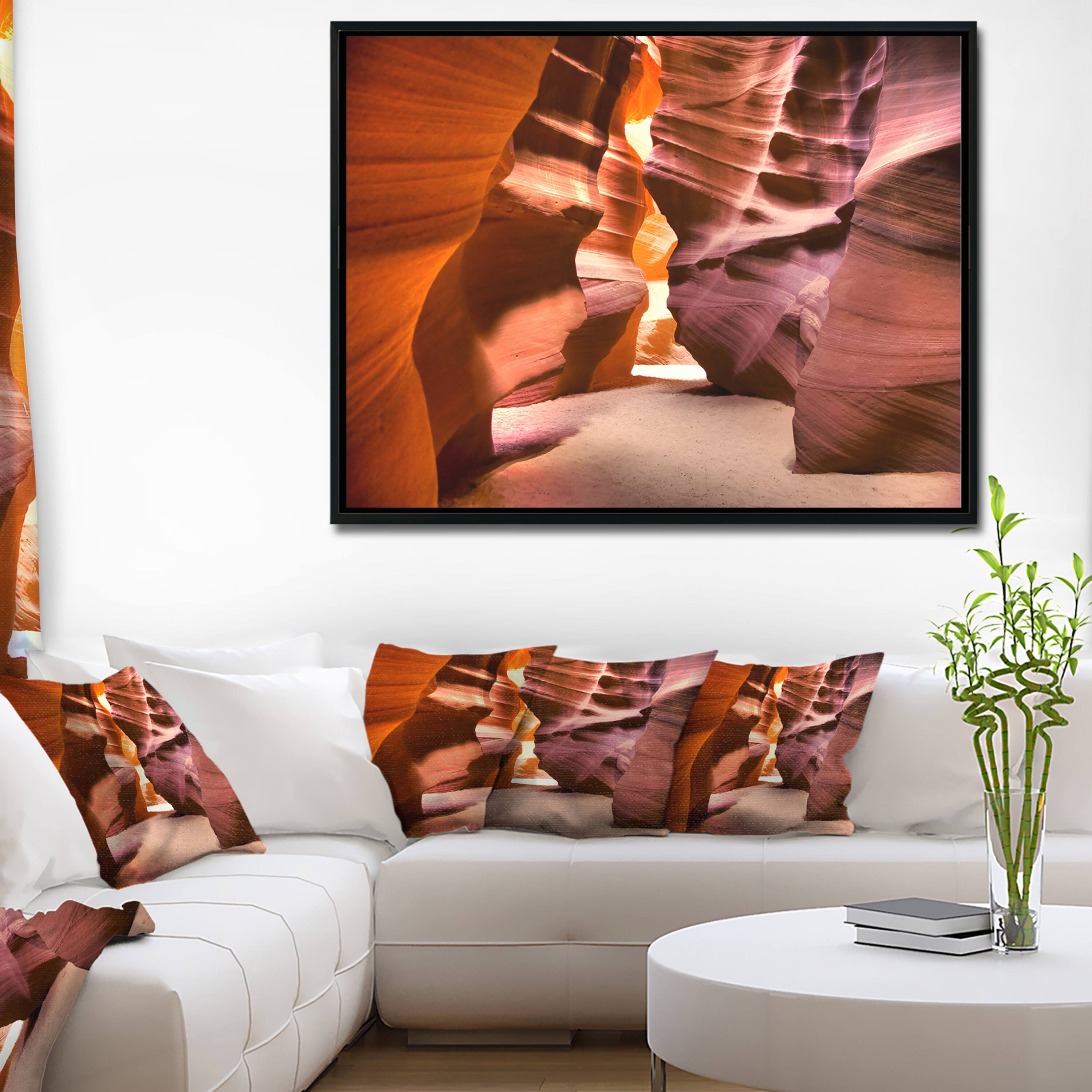 Designart - Bright Antelope Canyon - Landscape Photo Canvas Art Print in Black Frame