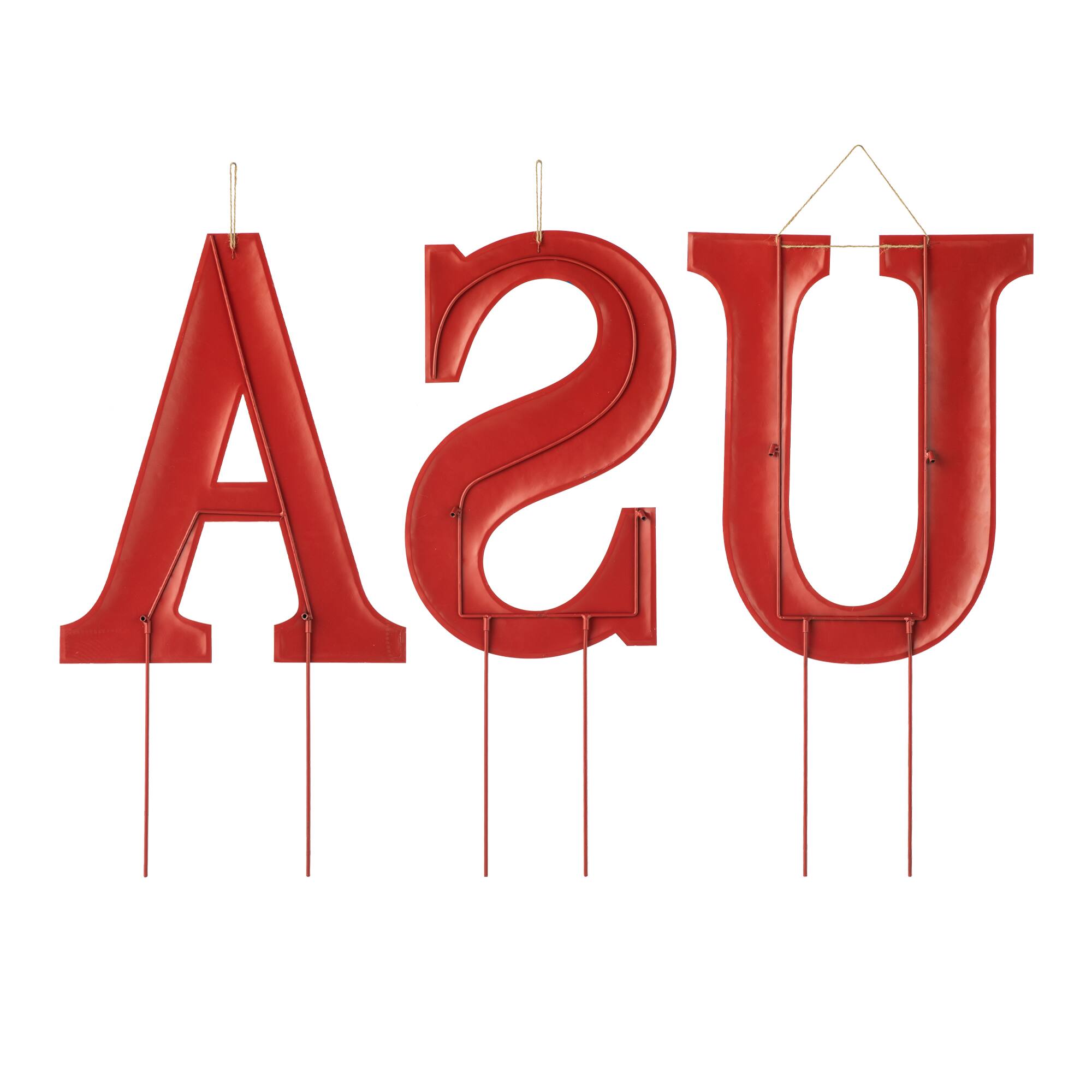 Glitzhome® 45" Patriotic America USA Yard Stake Set