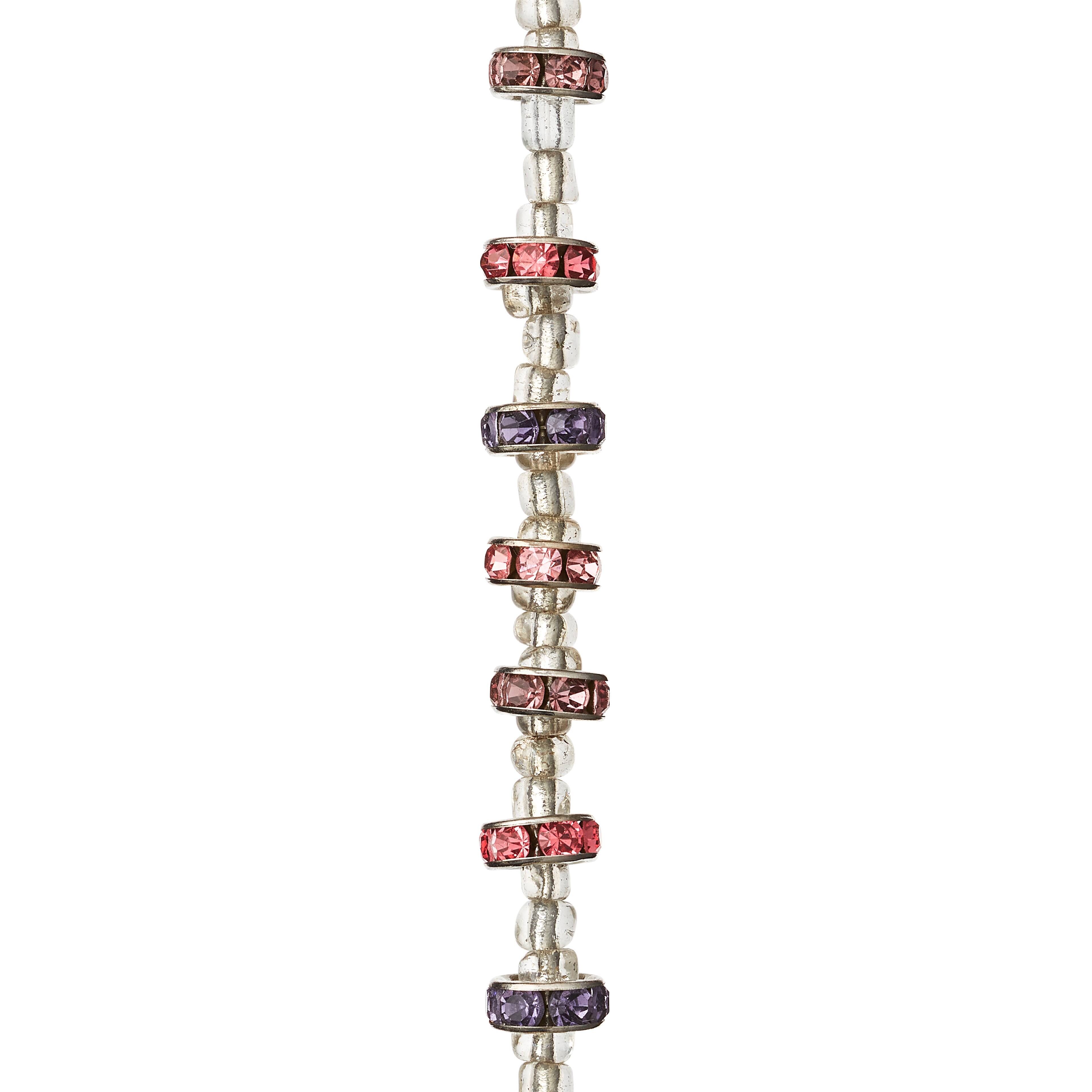 12 Pack: Purple &#x26; Pink Rhinestone Rondel Beads, 8mm by Bead Landing&#x2122;