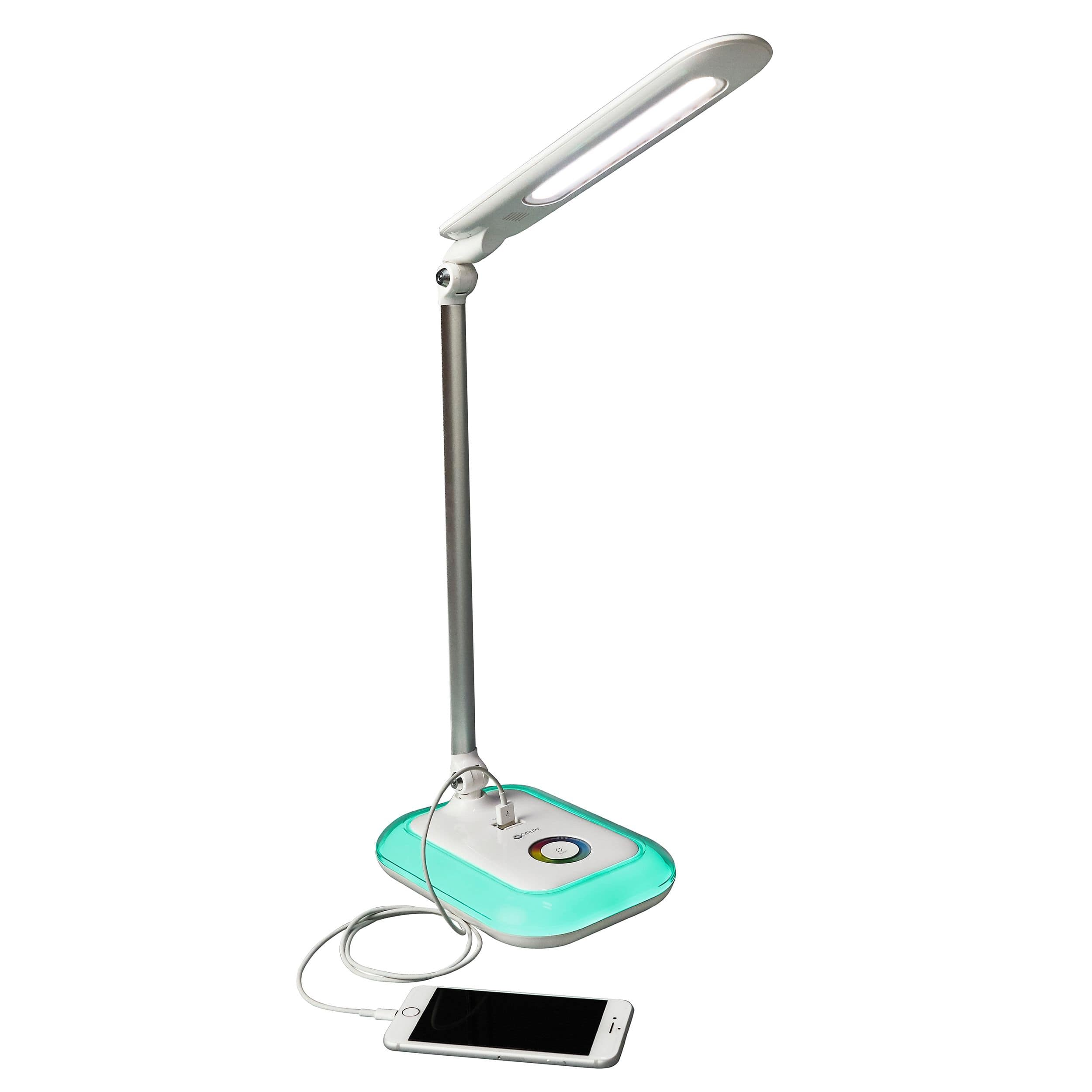 OttLite Wellness Series 17&#x22; Glow LED White Desk Lamp with Color Changing Base