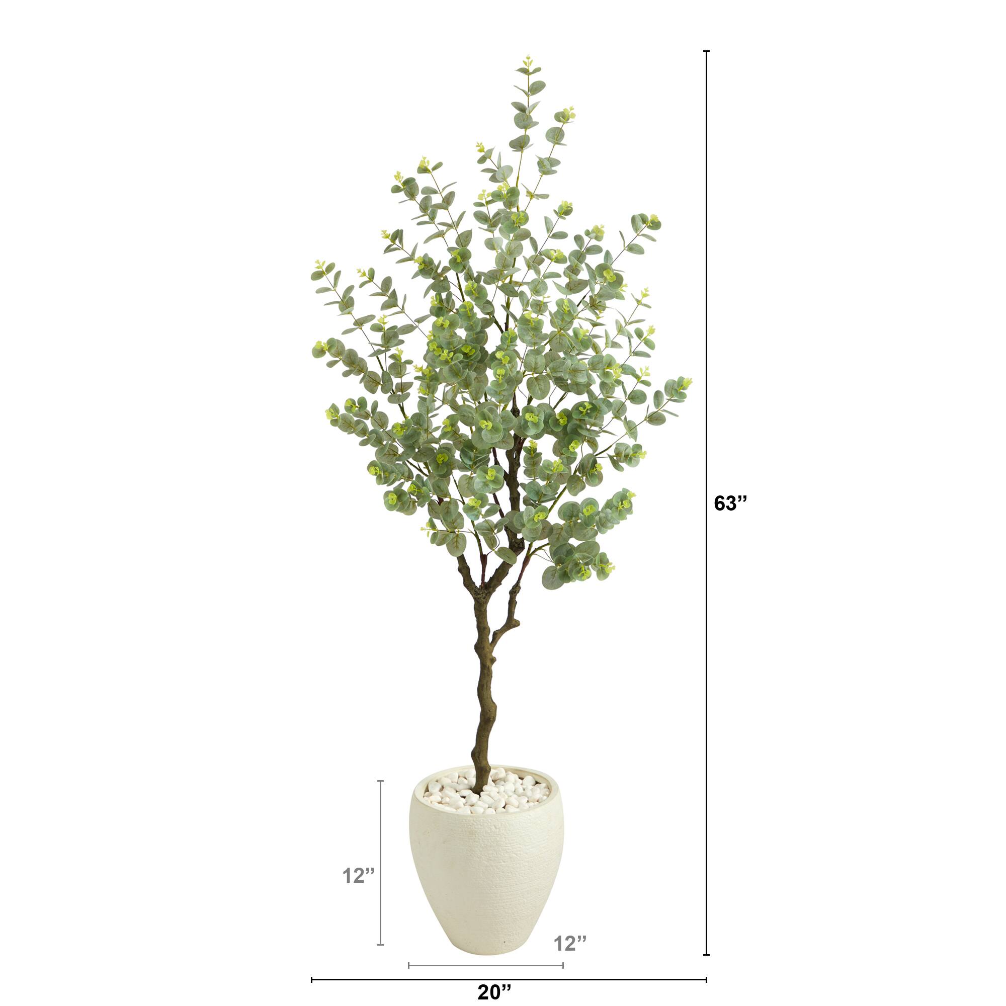 5ft. Eucalyptus Artificial Tree in White Planter