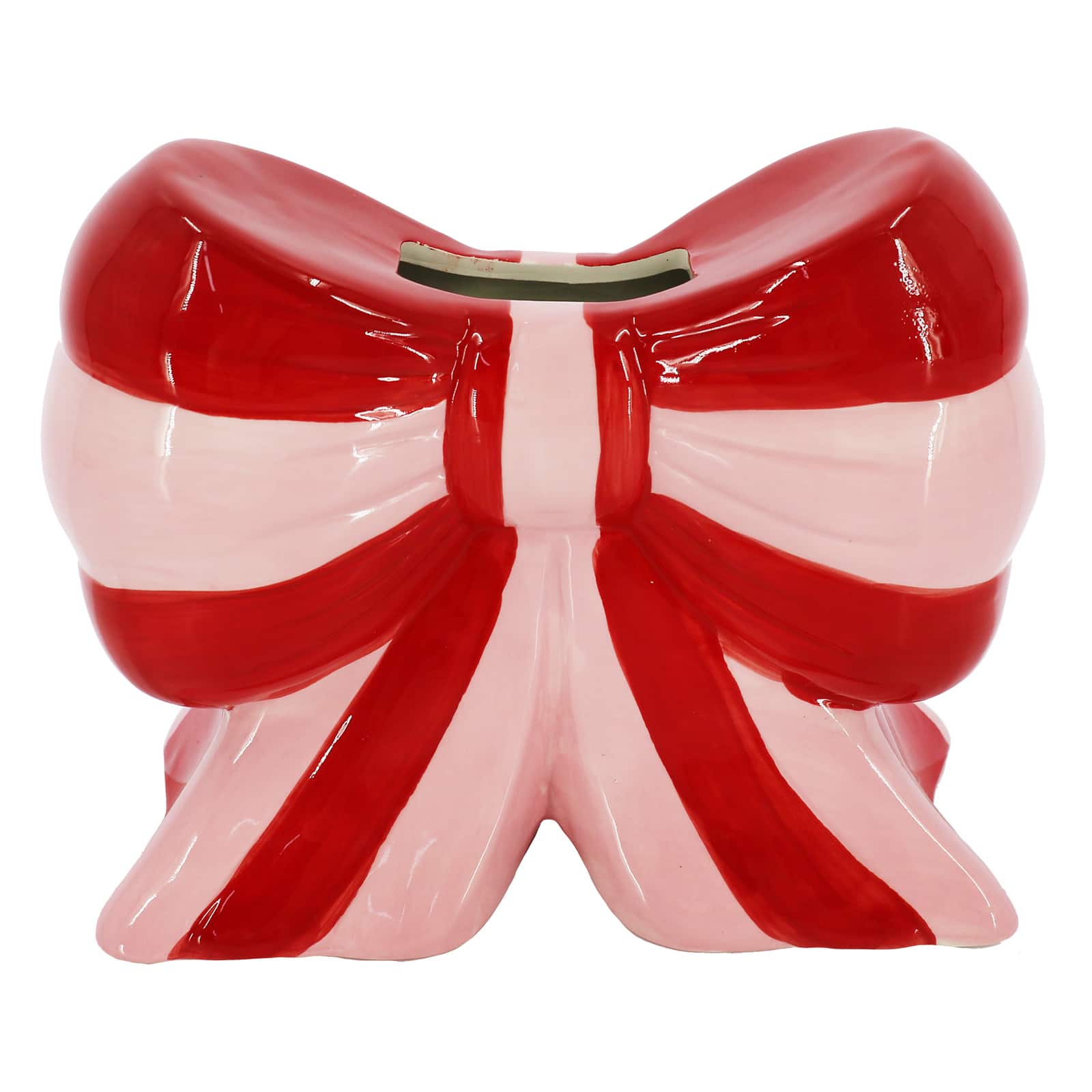 8&#x22; Pink Stripe Bow Ceramic Container by Ashland&#xAE;