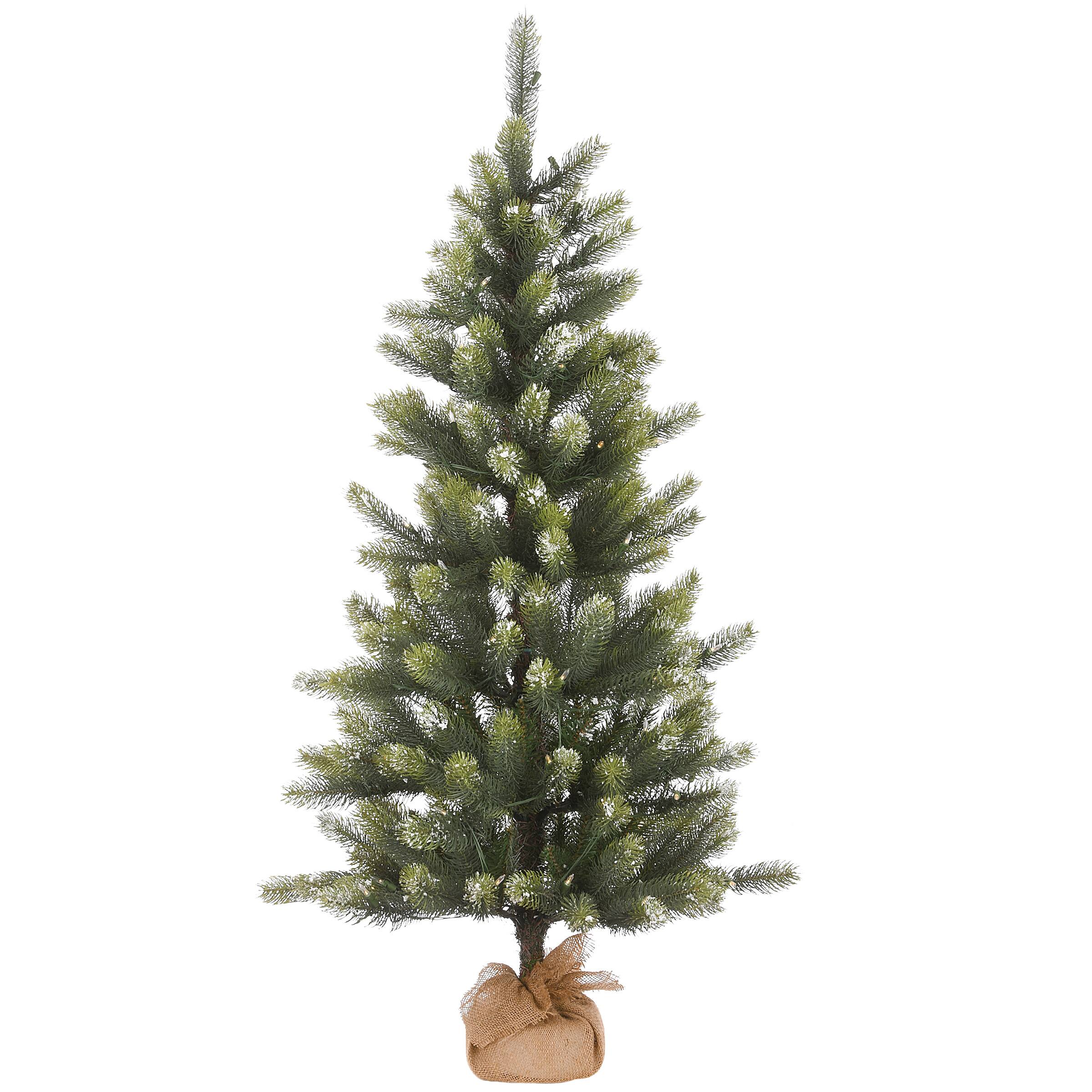 4.5ft. Pre-Lit Trinity Spruce Artificial Christmas Tree With Burlap Base, Clear LED Lights 