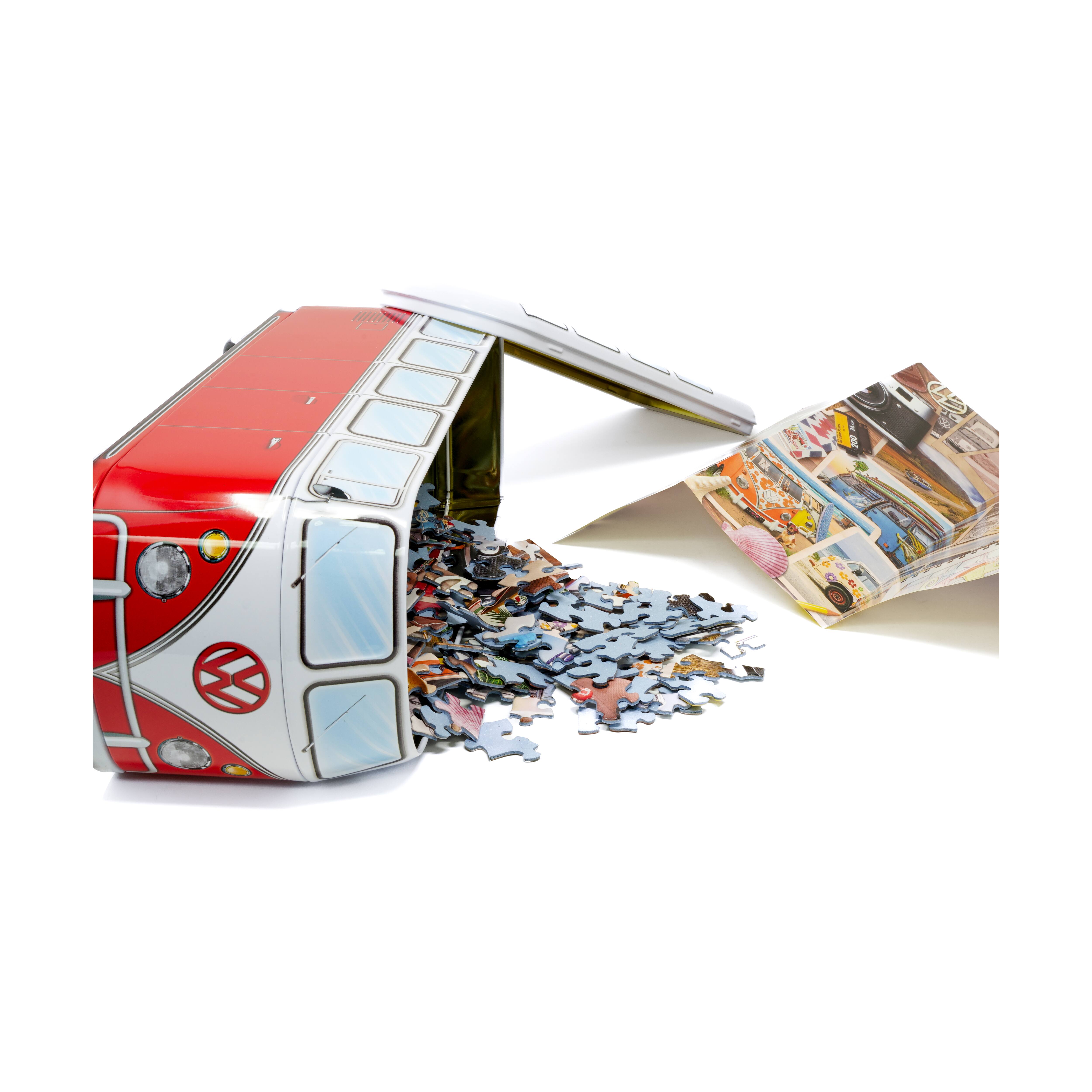 VW Road Trips Collectible Bus-Shaped Tin Puzzle: 550 Pcs