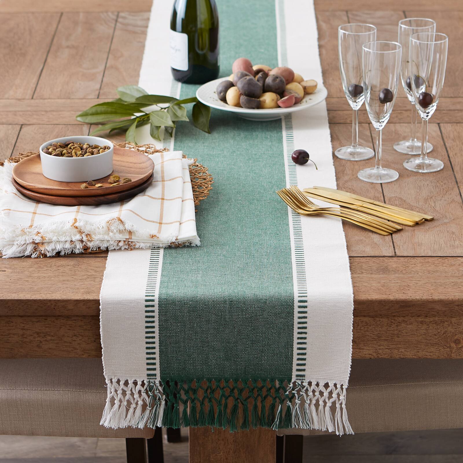 DII® 108" Dobby Stripe Table Runner Table Runners Michaels