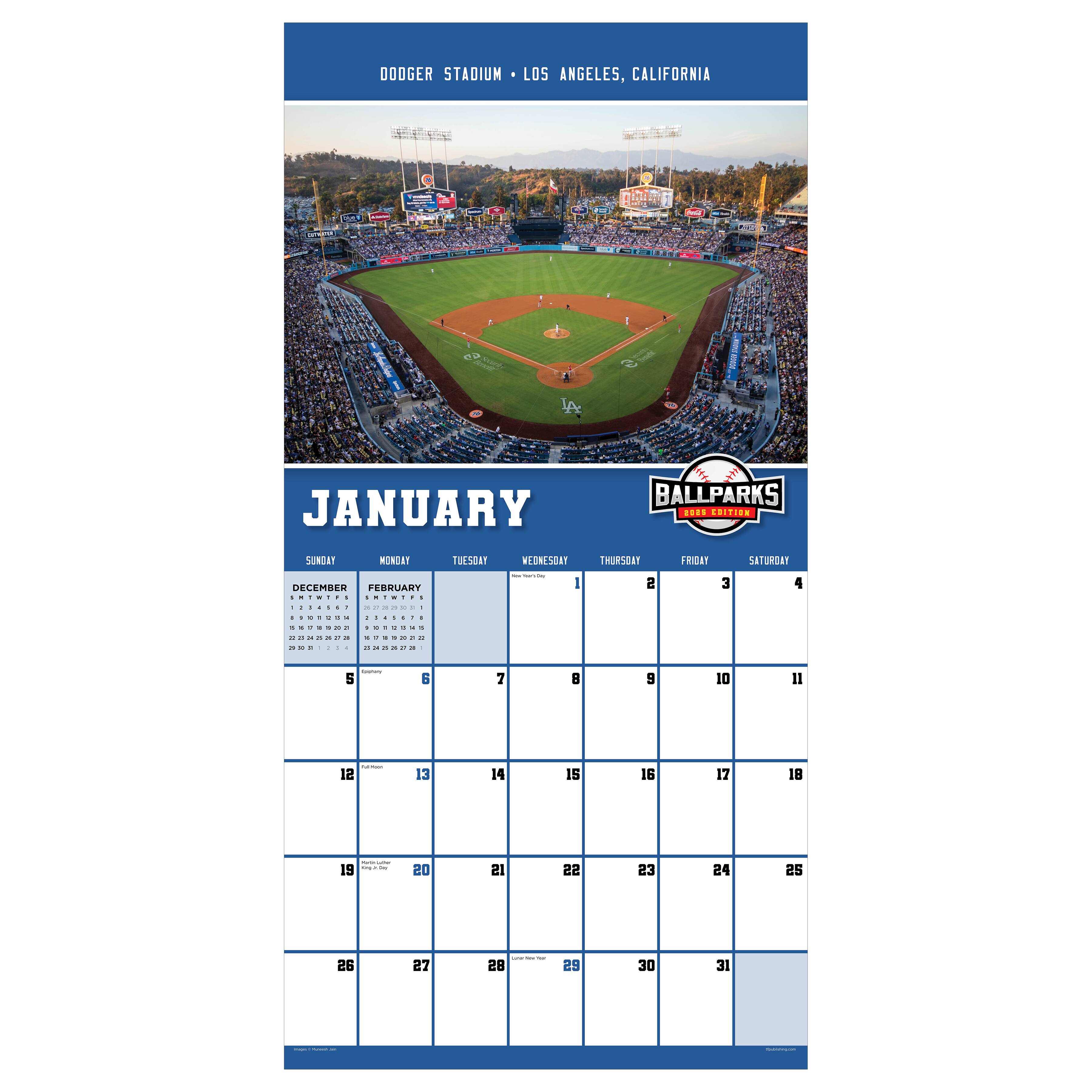 TF Publishing 2025 Ballparks Wall Calendar