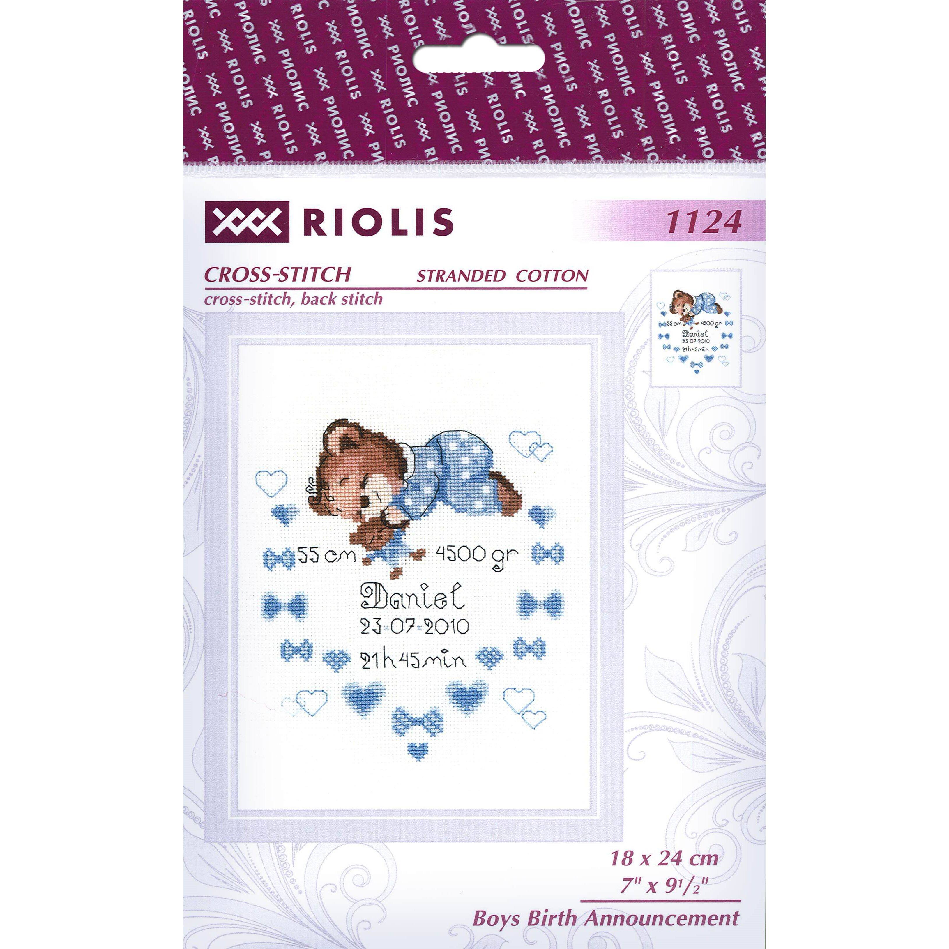 RIOLIS Boys Birth Announcement Cross Stitch Kit