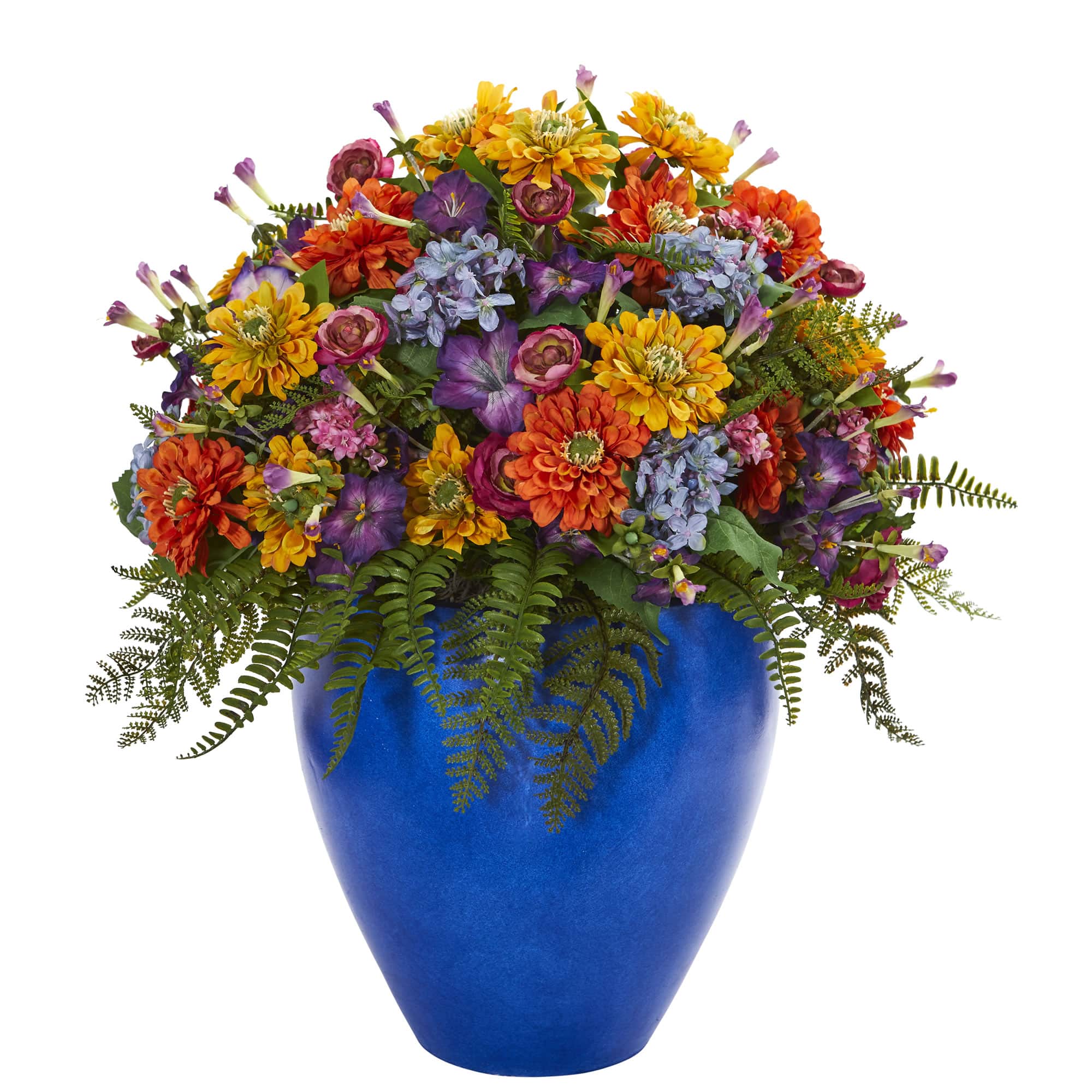 24" Mixed Floral Artificial Arrangement in Blue Vase