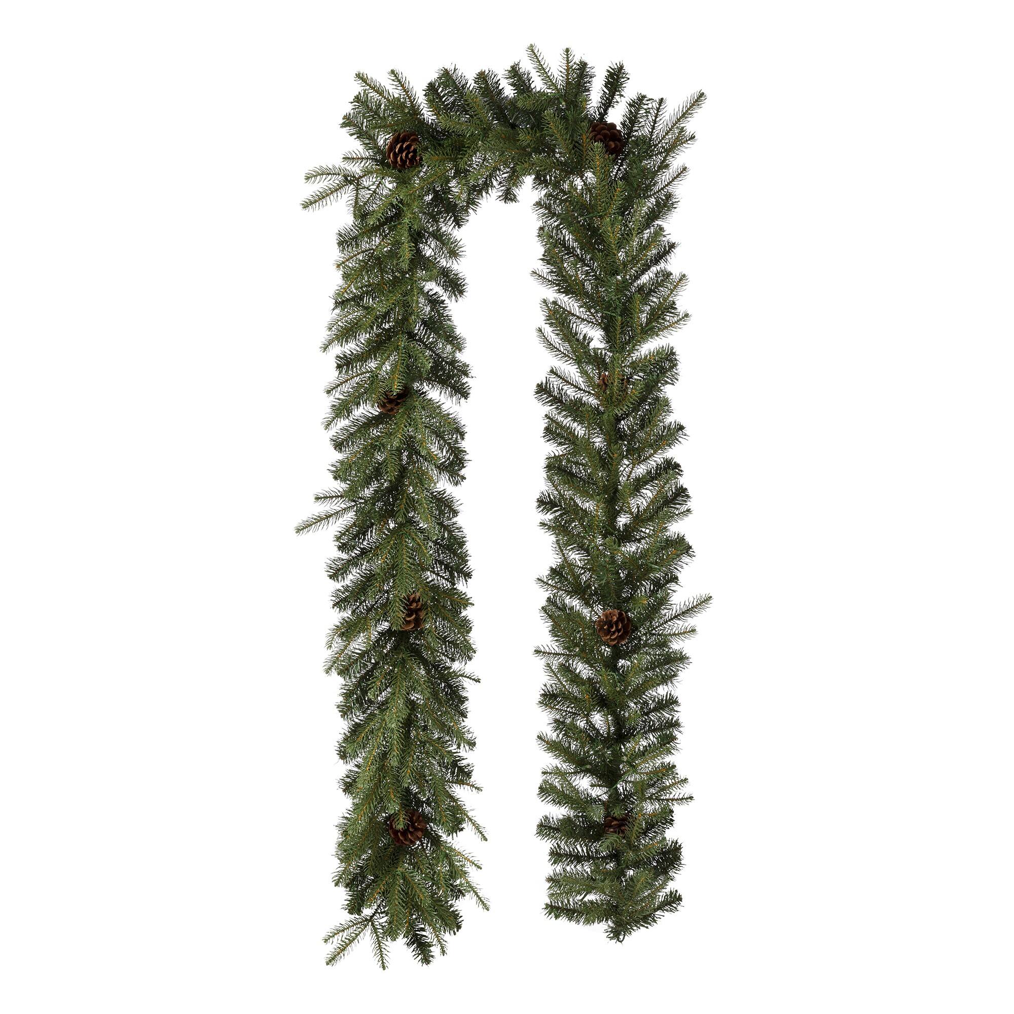 Glitzhome&#xAE; 9ft. LED Greenery Pinecone Christmas Garland with Timer
