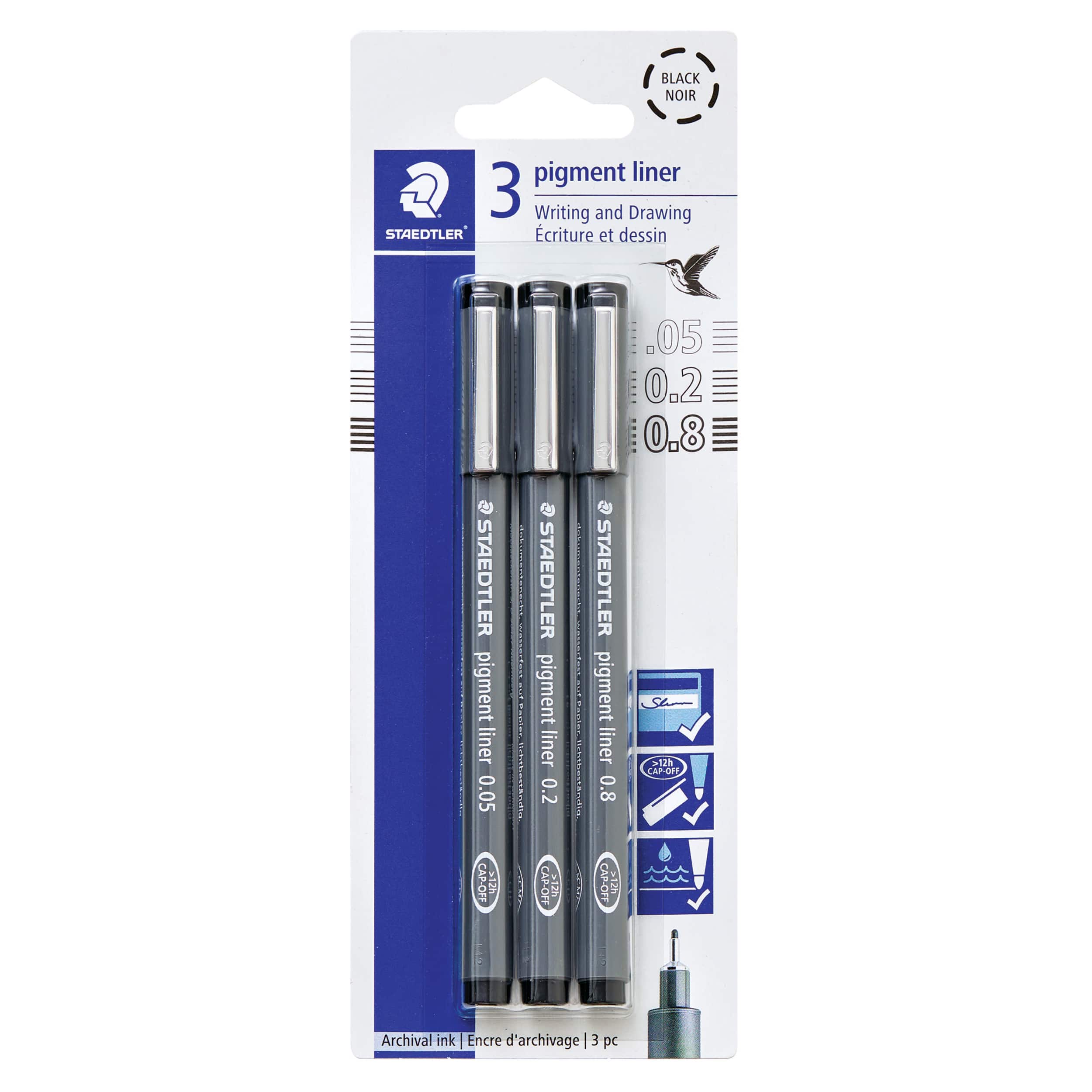 STAEDTLER&#xAE; Black 3 Piece Pigment Liner Set