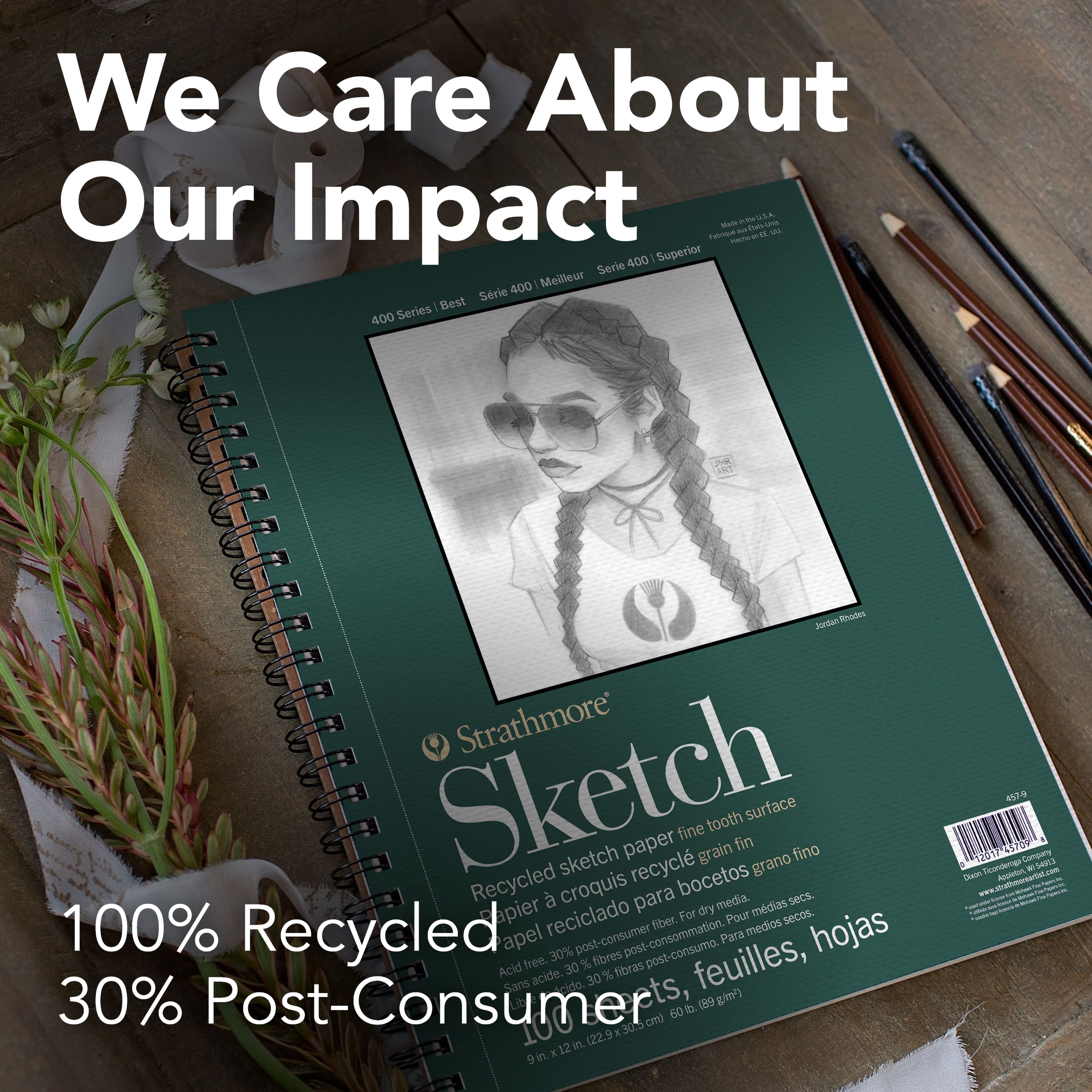 Strathmore® 400 Series Sketch Recycled Sketch Paper Pad, 18" x 24"