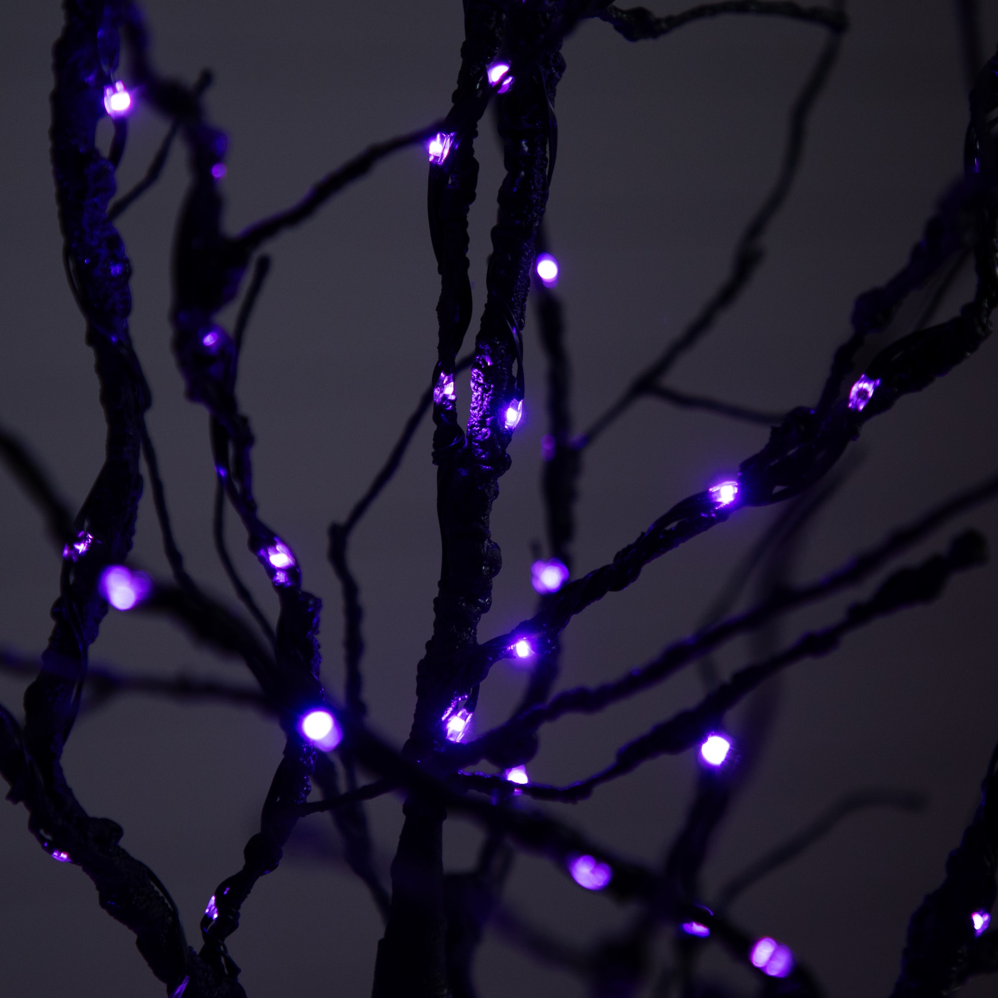 6ft. Orange &#x26; Purple LED Pre-Lit Halloween Deluxe Black Twig Artificial Fall Tree