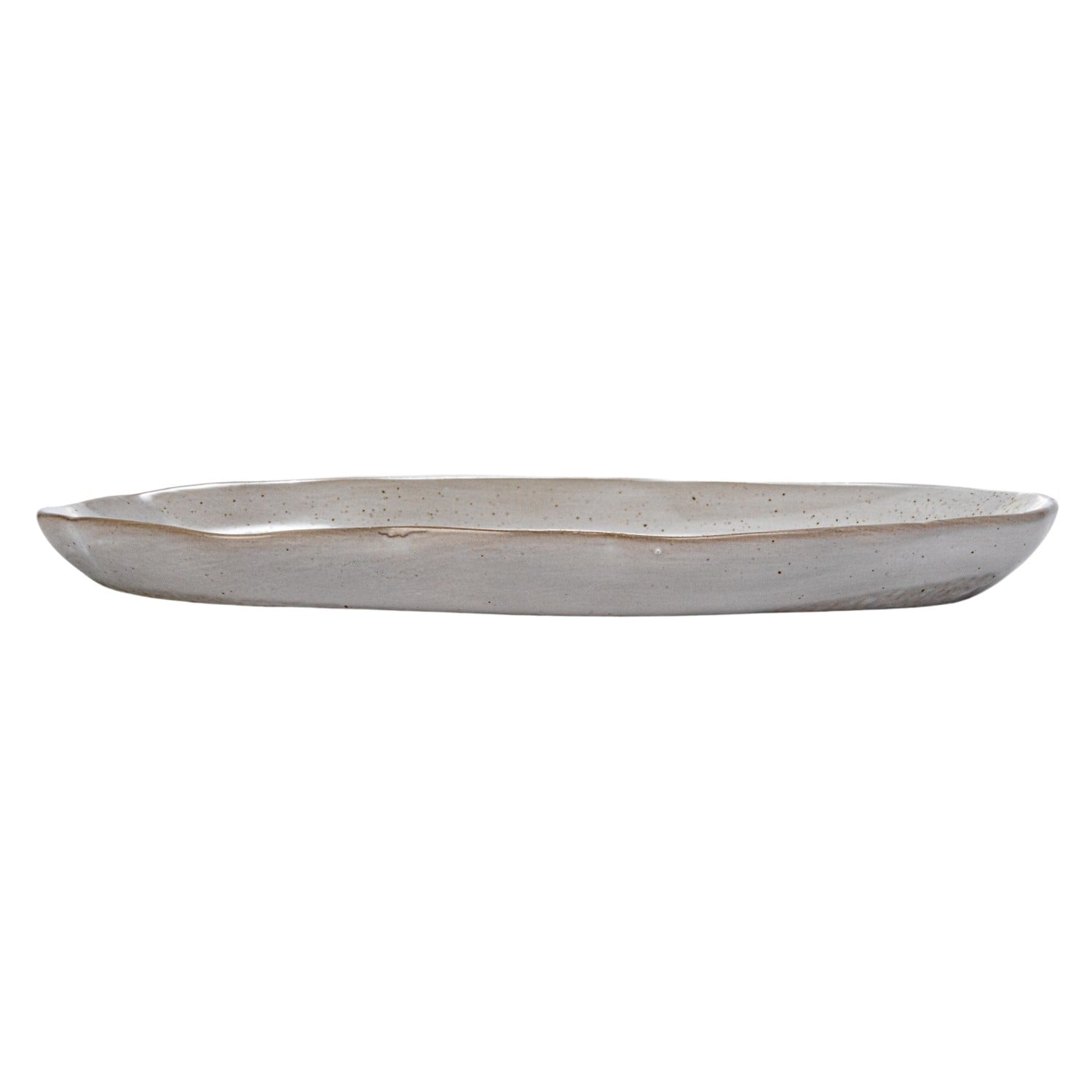 7.75&#x22; Cream Stoneware Organic Shaped Plate, 4ct.