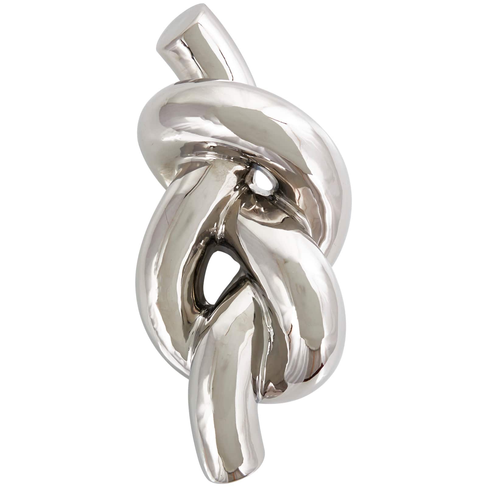 12" Silver Ceramic Knot Abstract Sculpture
